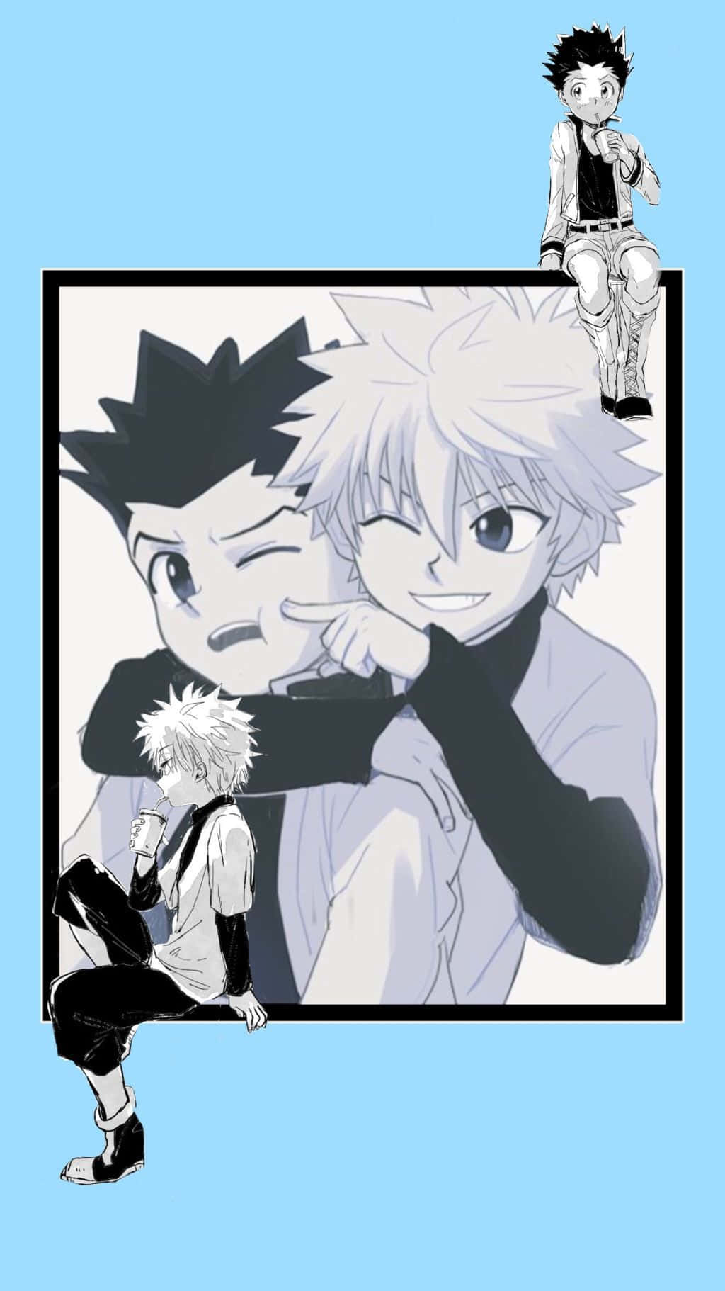 Killua And Gon Witness Nature Together Background