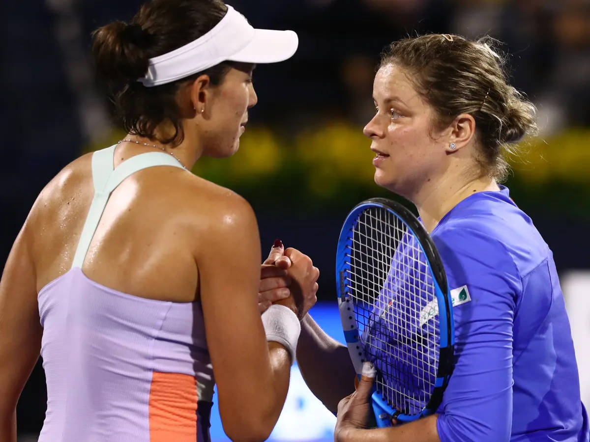 Kim Clijsters And Garbine Muguruza – Battle Of The Champions Background