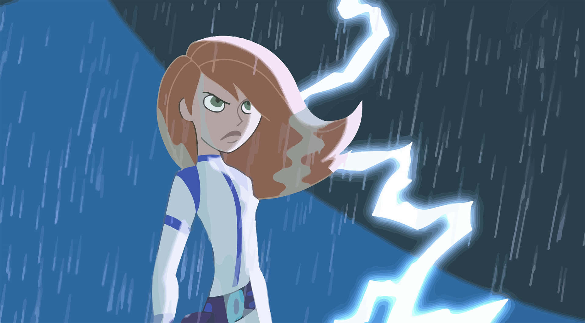 Kim Possible In Action Pose With A Determined Expression Background