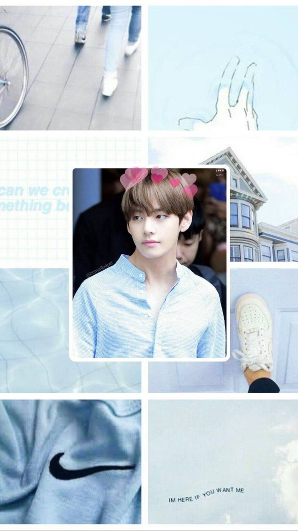 Kim Tae-hyung Aesthetic Blue Pink Hearts