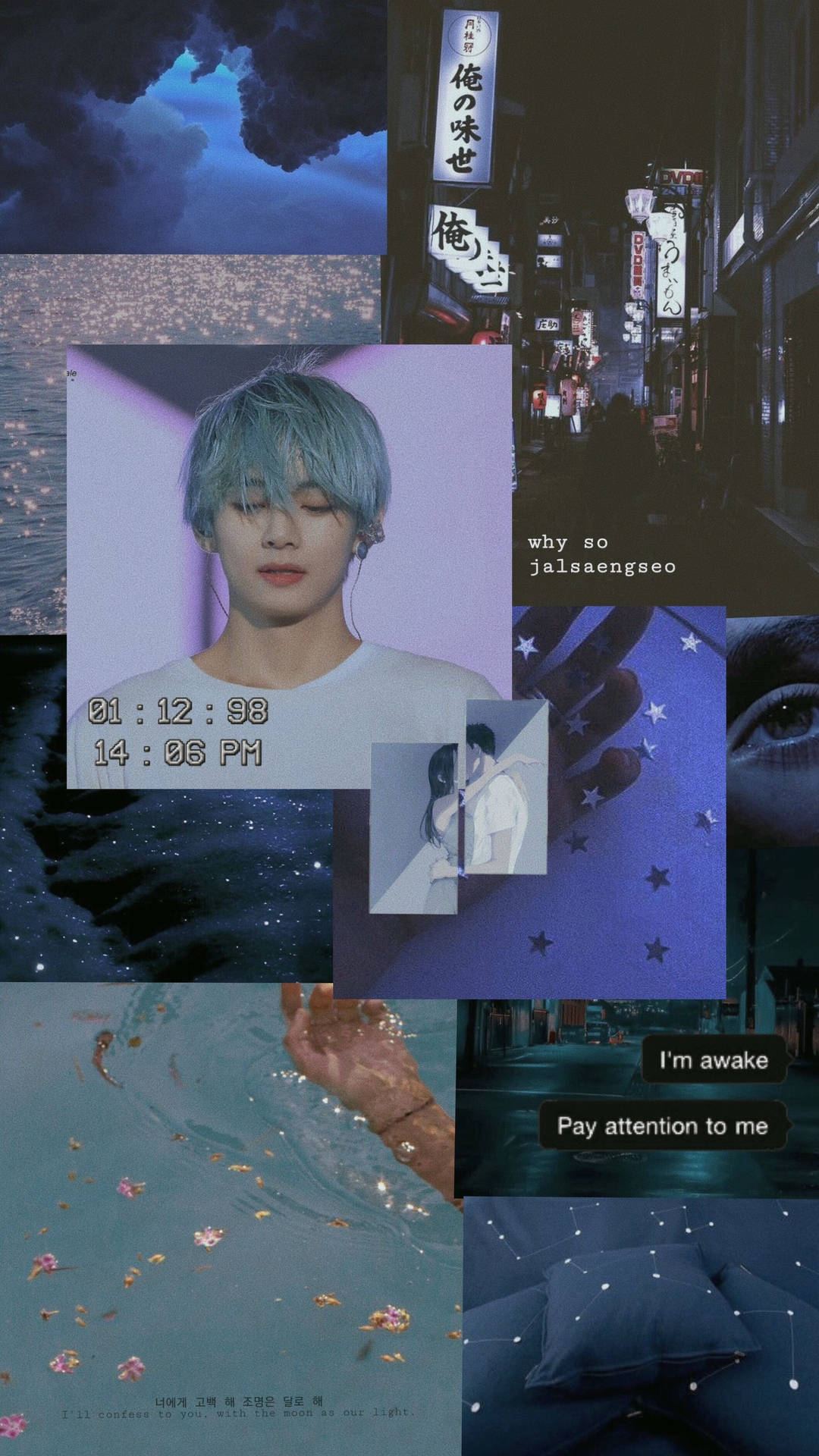 Kim Tae-hyung Aesthetic Dark Blue