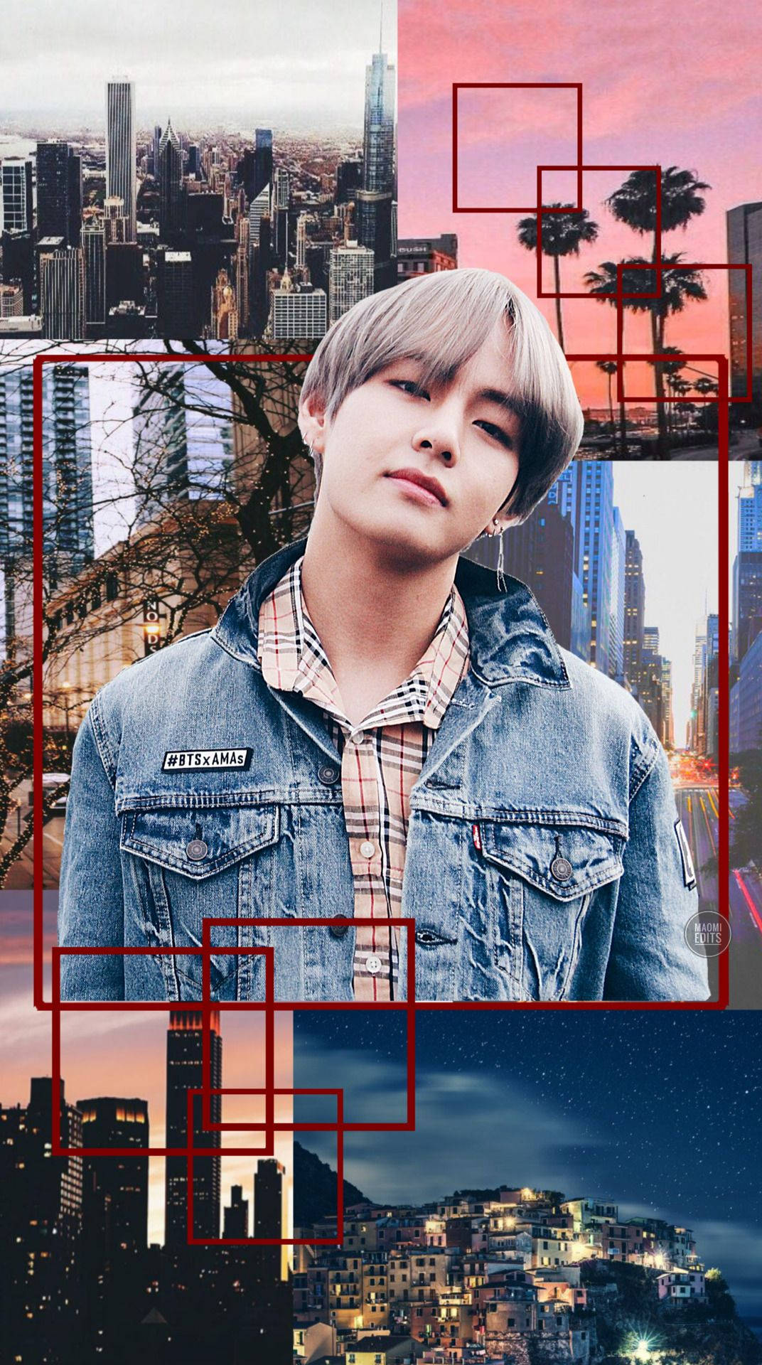 Kim Tae-hyung Aesthetic Denim Jacket Background