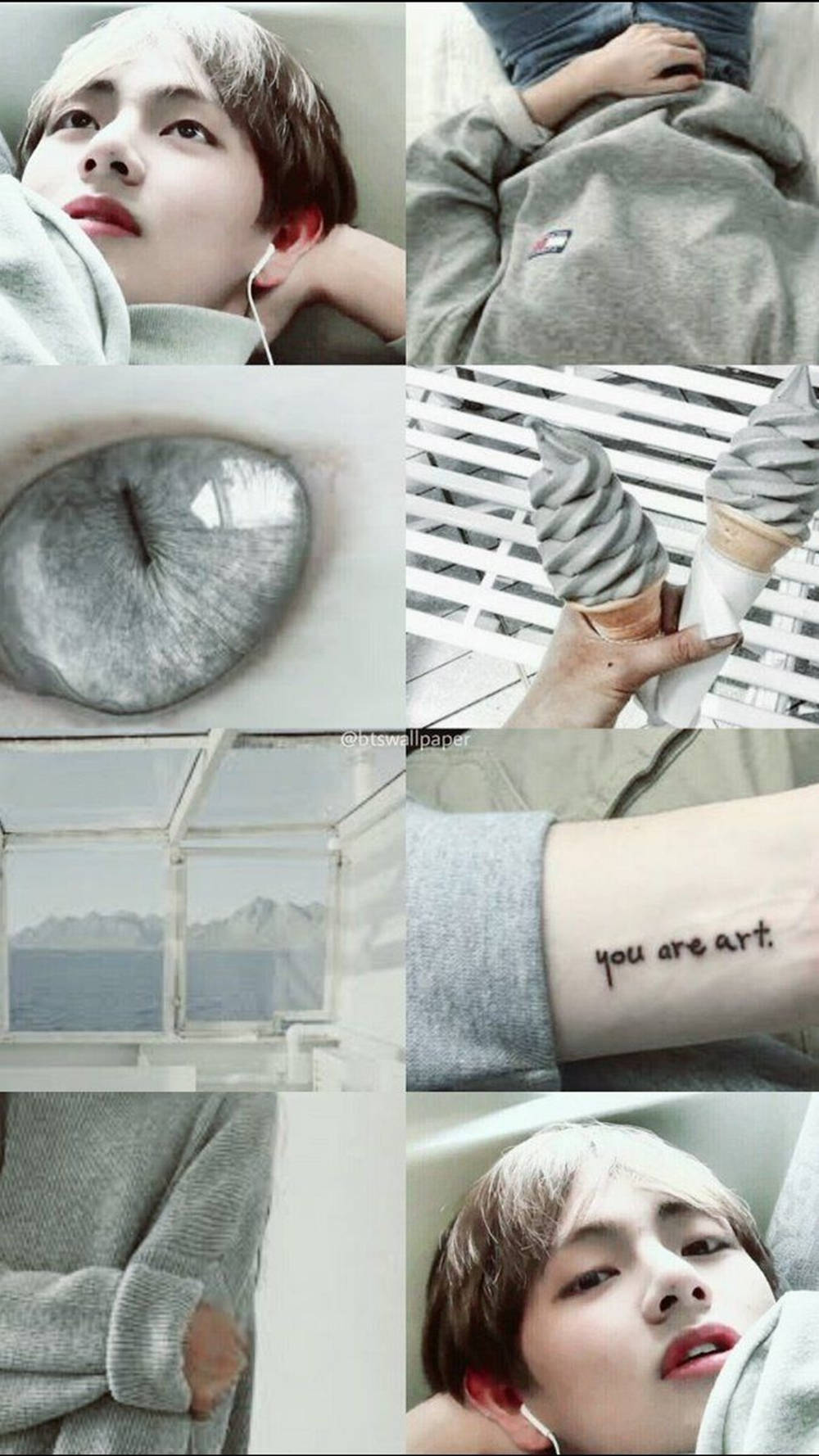 Kim Tae-hyung Aesthetic Grey Background