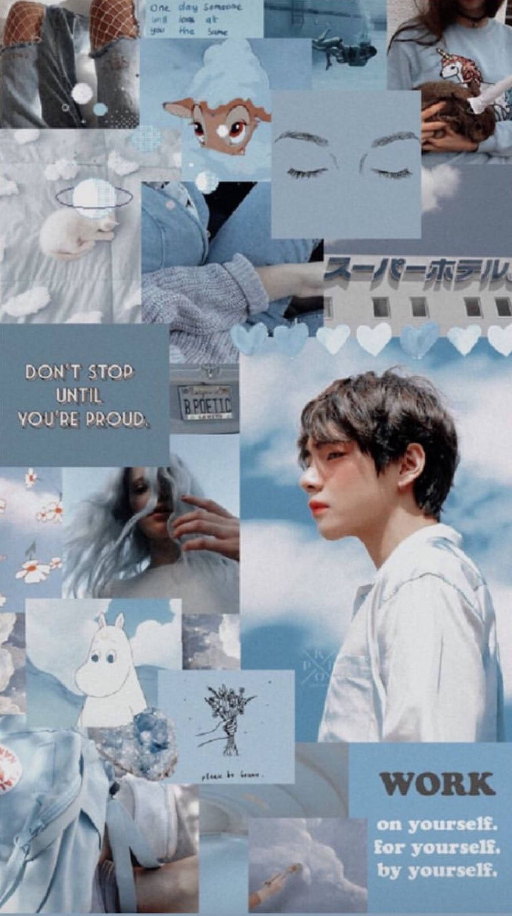 Kim Tae-hyung Aesthetic Pastel Blue