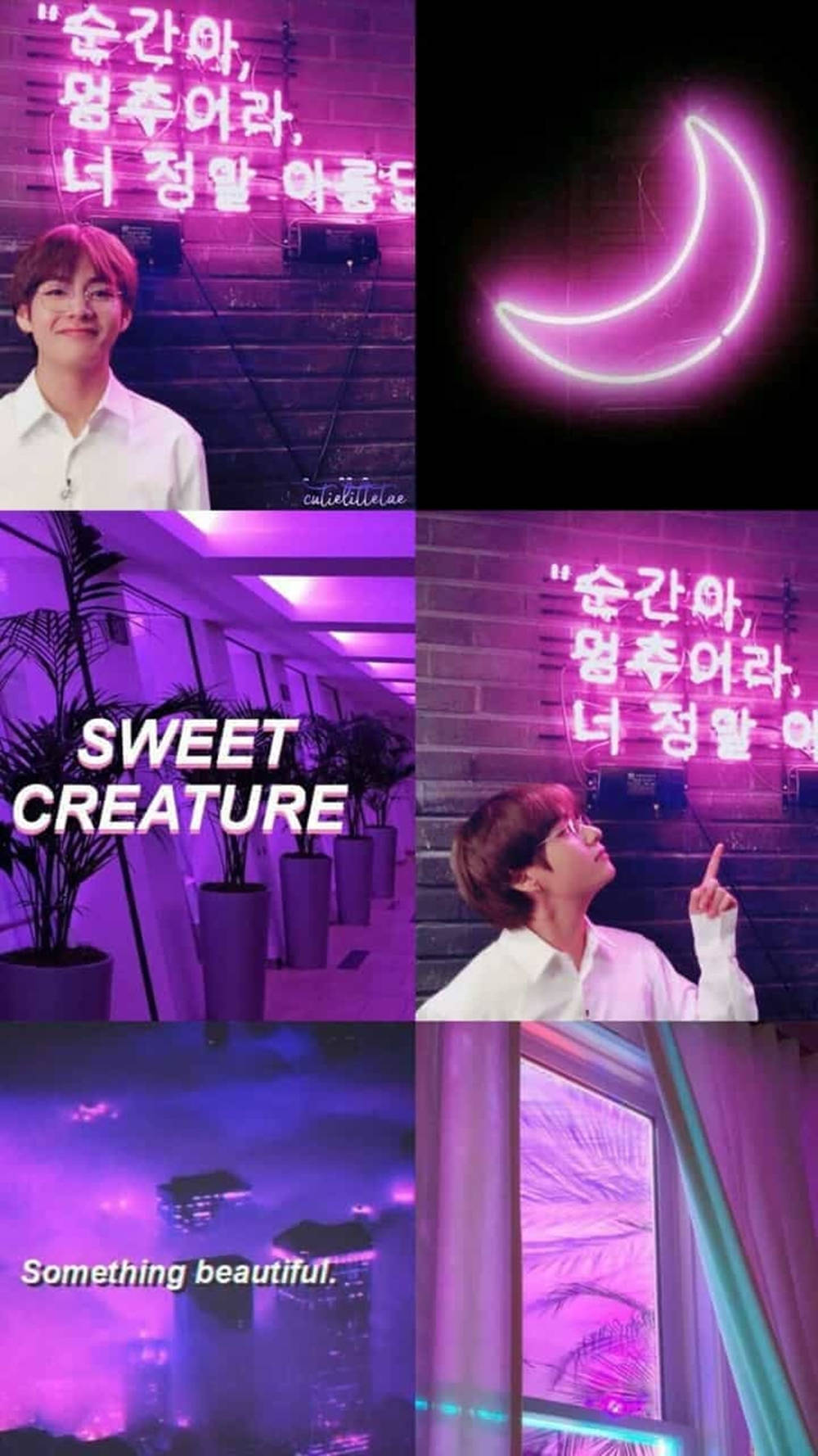 Kim Tae-hyung Aesthetic Purple Moon Background