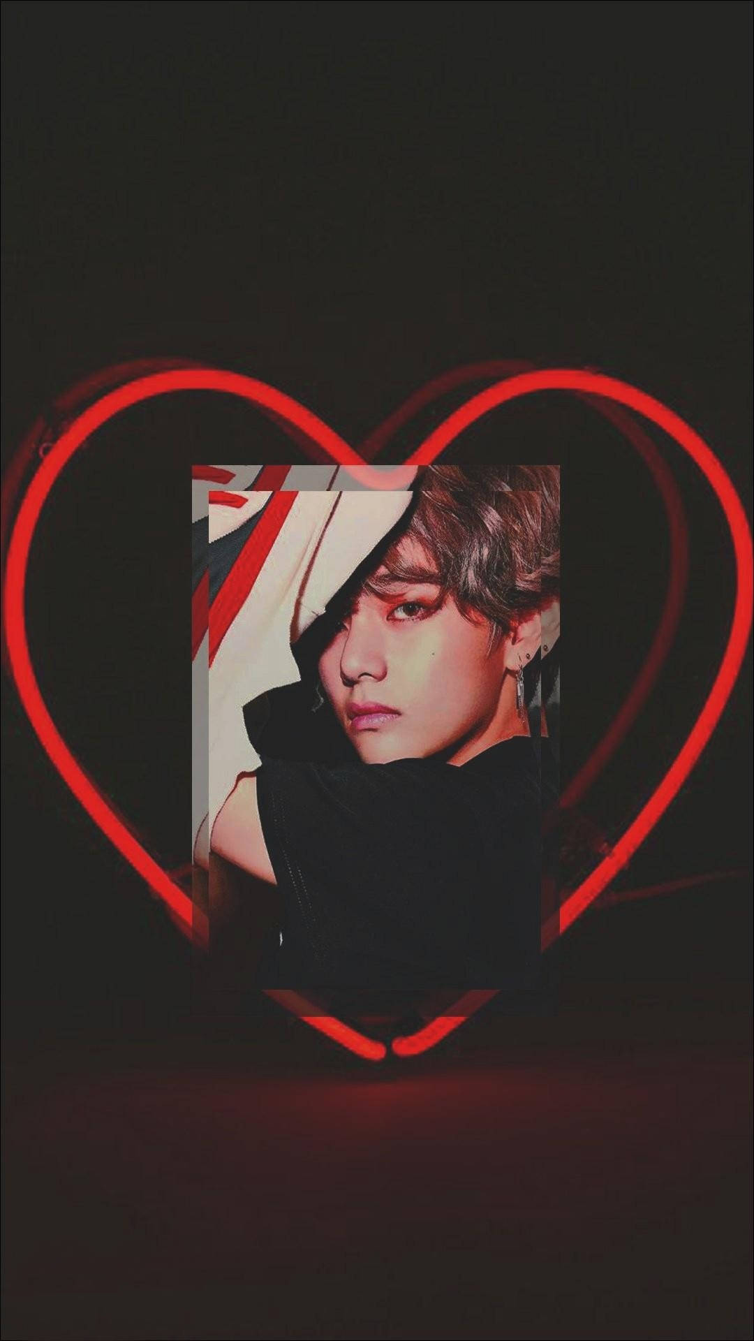 Kim Tae-hyung Aesthetic Red Heart Background