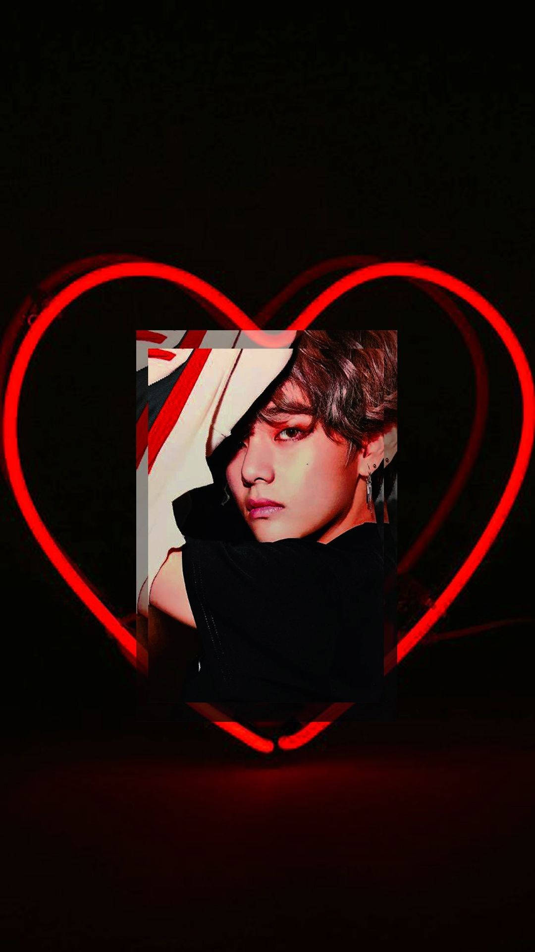Kim Taehyung In Red Aesthetic Heart Background