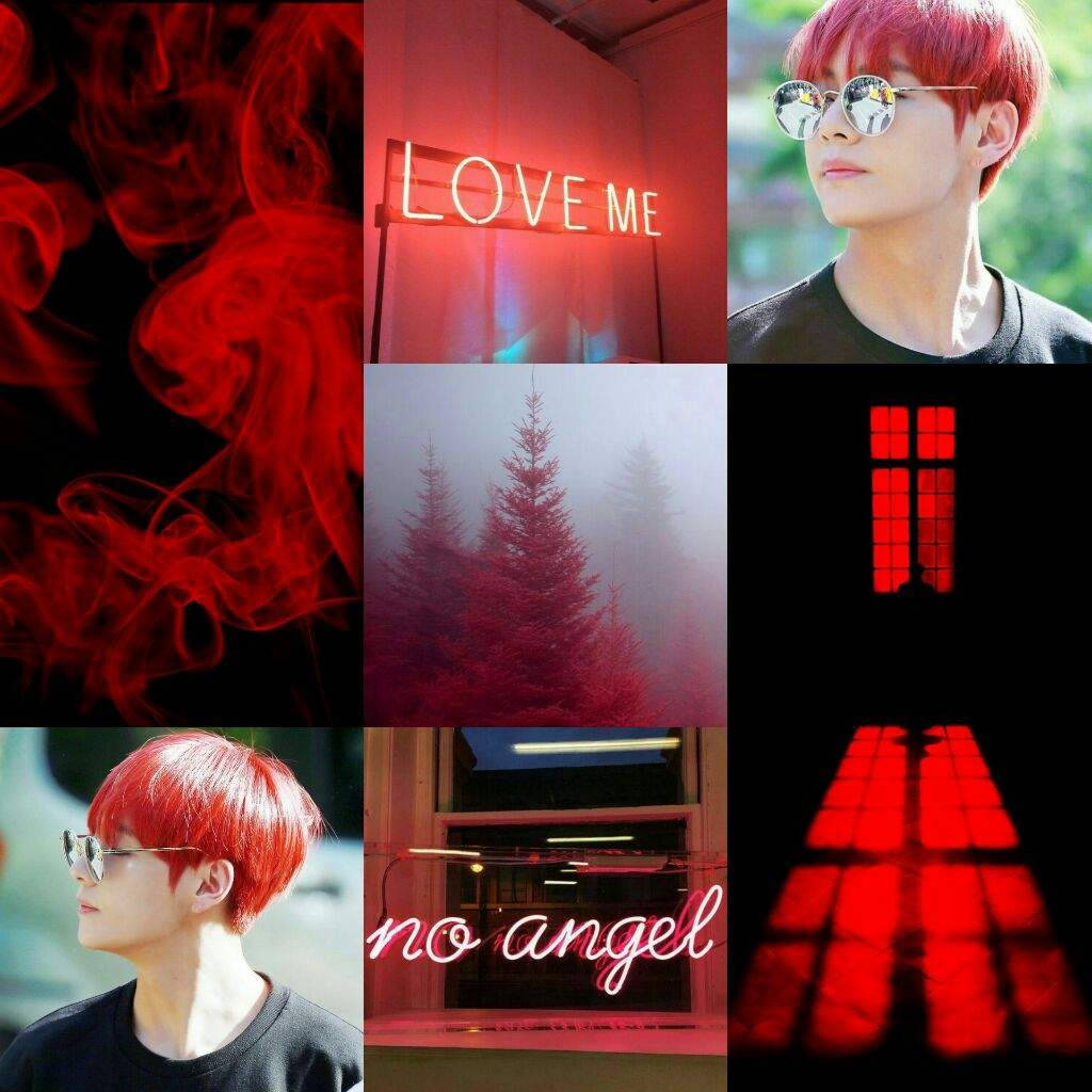 Kim Taehyung In Red Aesthetic Background