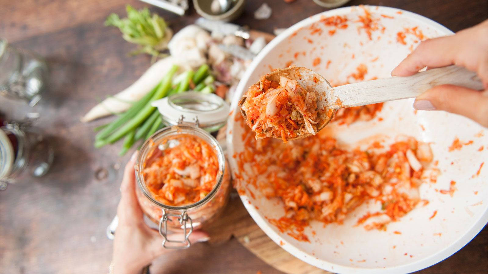 Kimchi Rice On White Dish