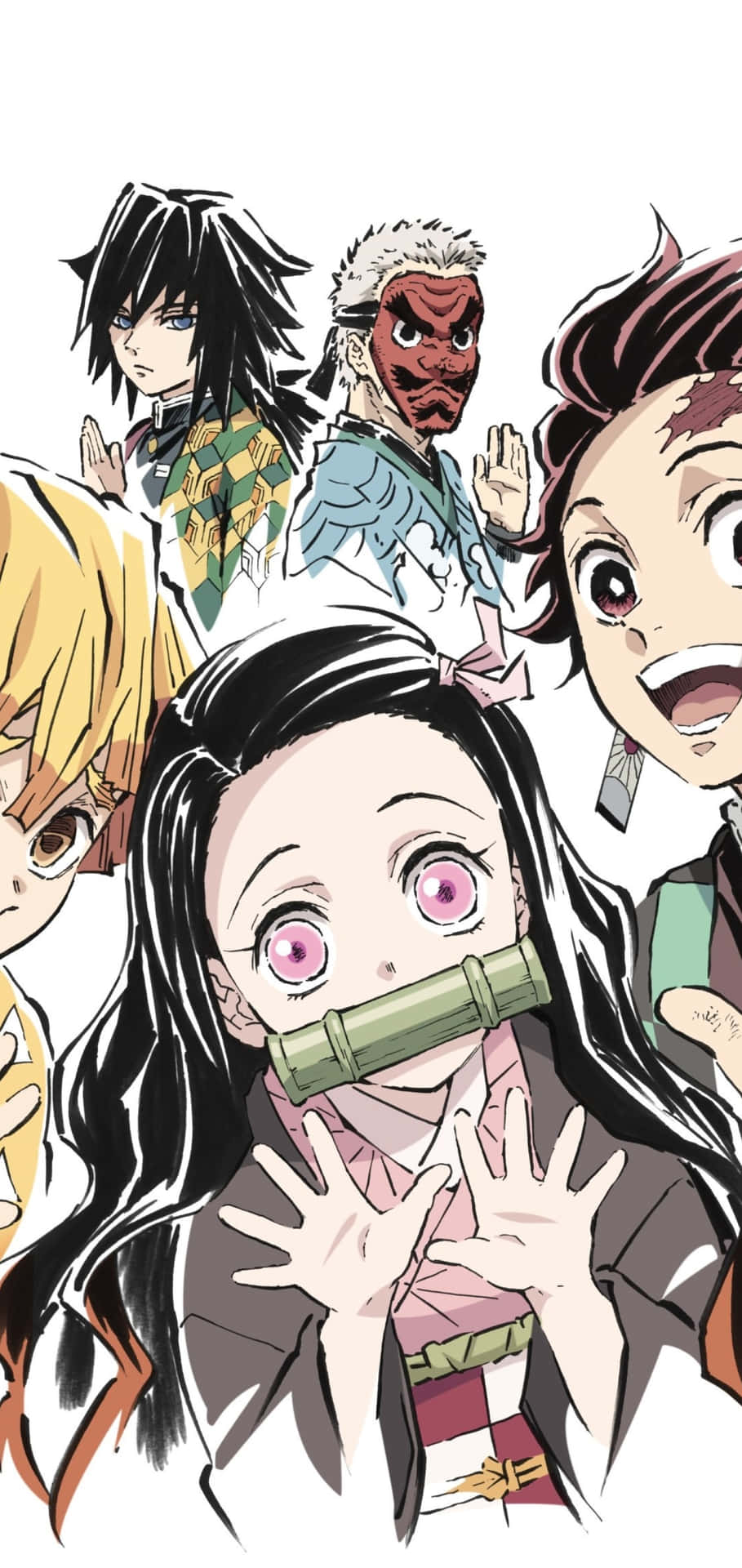 Kimetsu No Yaiba's Demon Slayer Group Unite To Slay Monsters Background