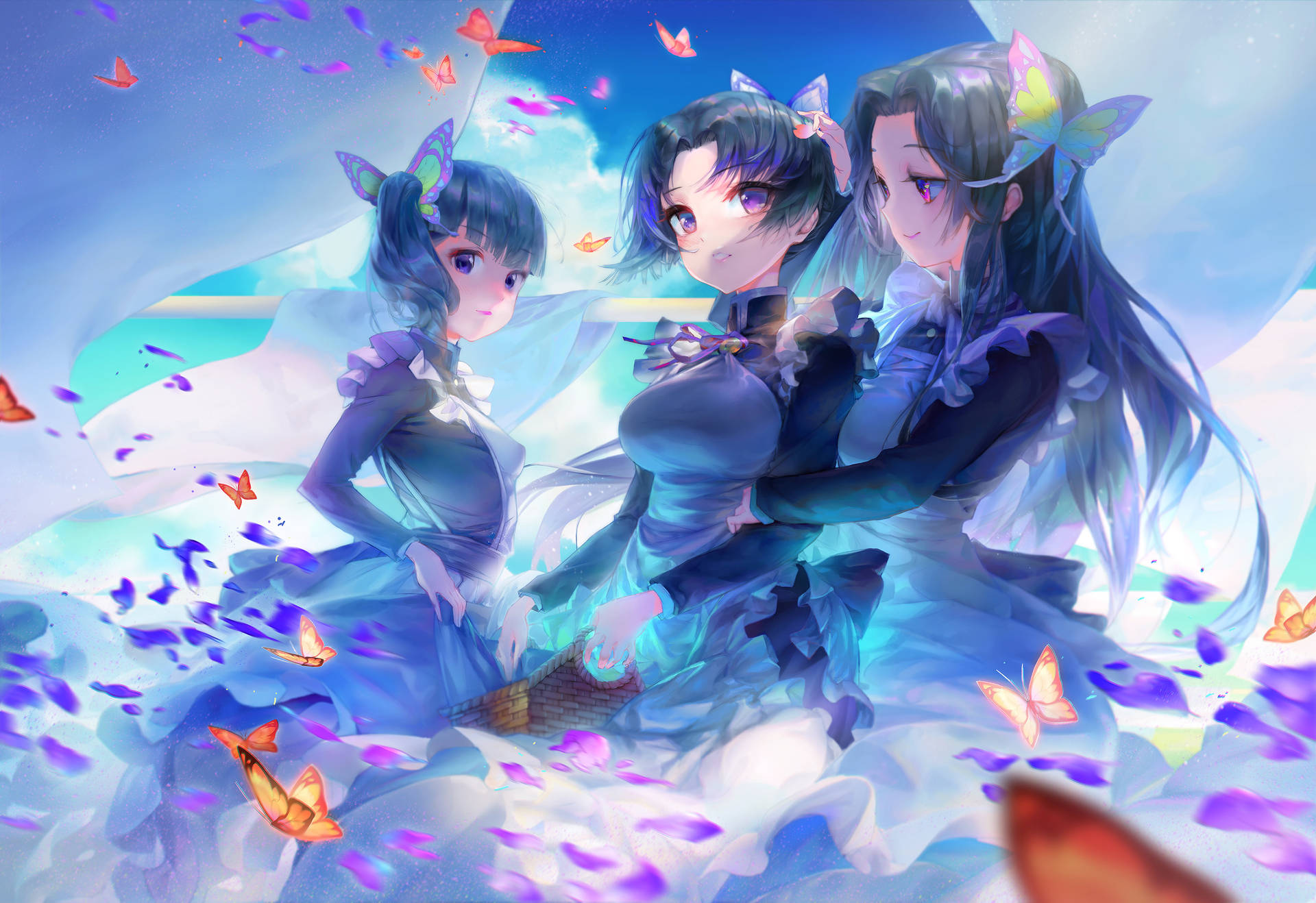 Kimetsu No Yaiba Shinobu And Sisters Background