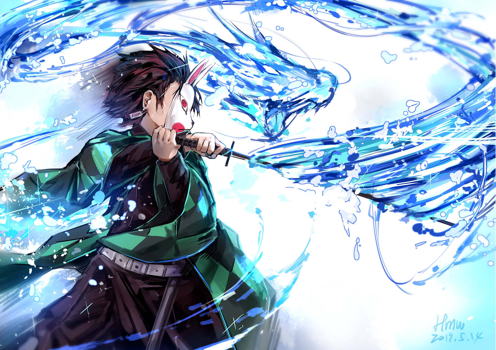 Kimetsu No Yaiba Tanjirou Water Breath Background