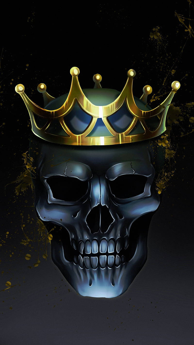 King And Queen Crown On Black Skull Background