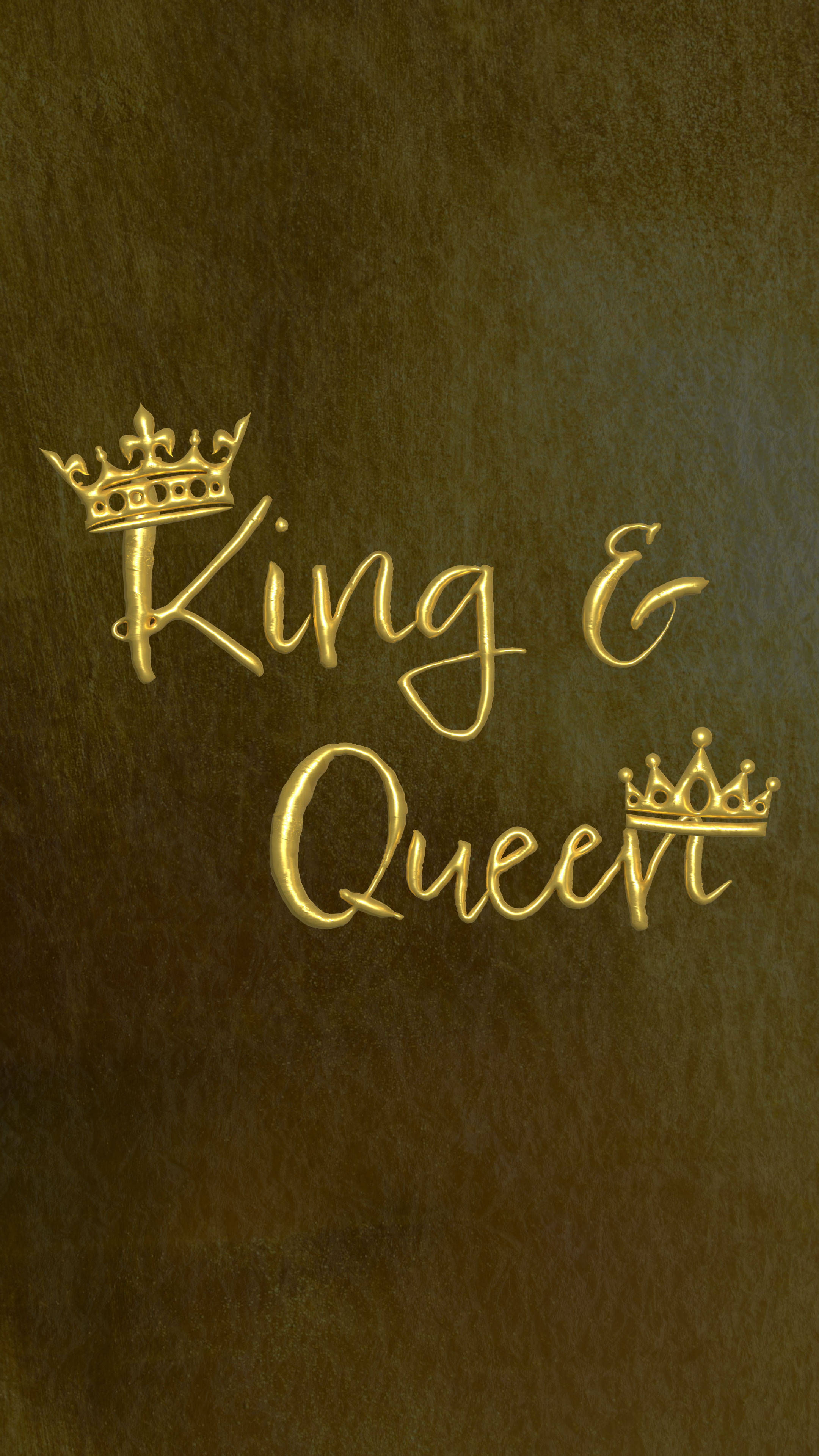 King And Queen Engraved In Gold Background