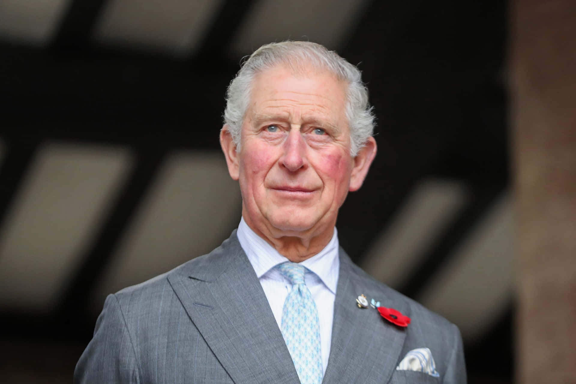 King Charles Iii In Gray Suit Background