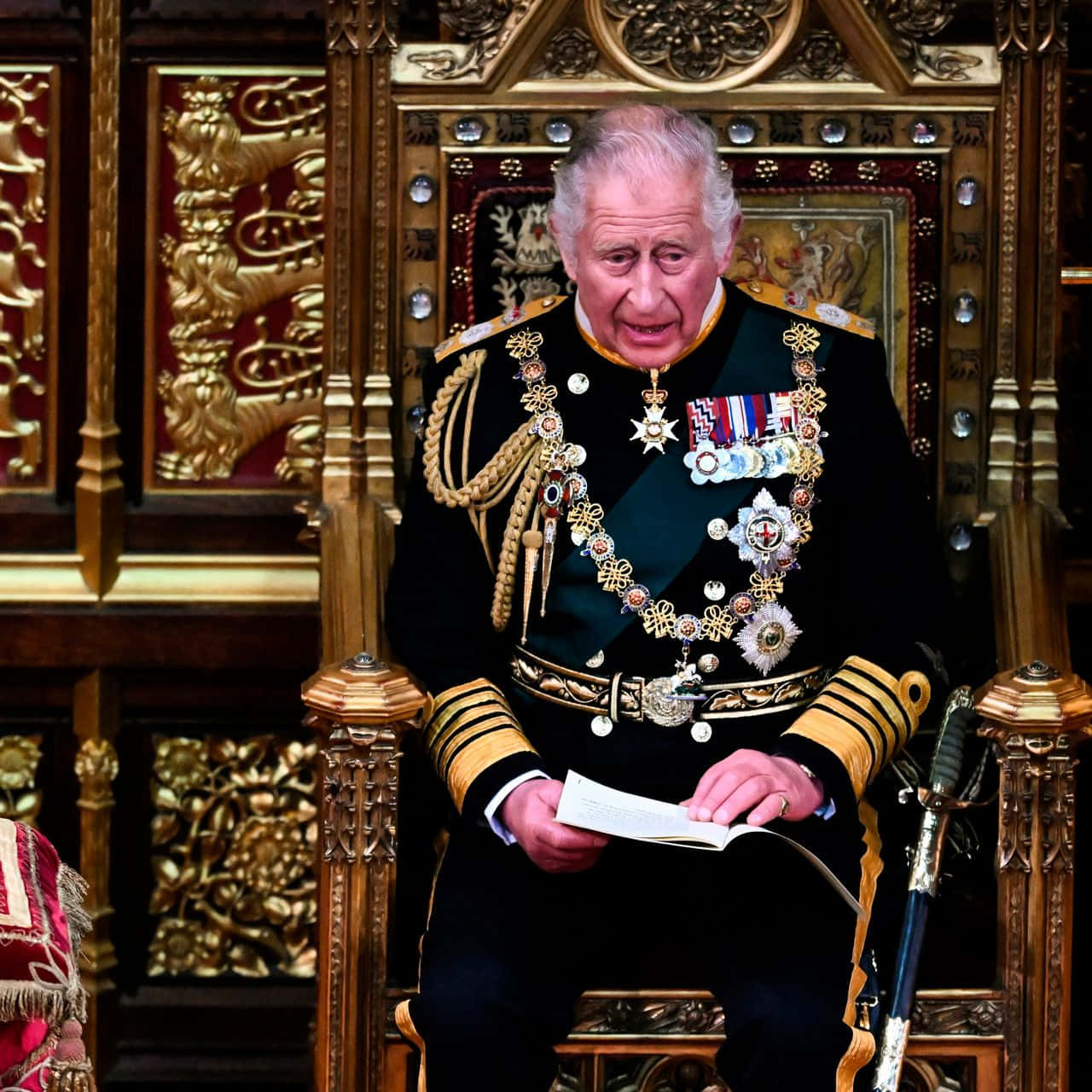 King Charles Iii Reading The Queen's Speech Background