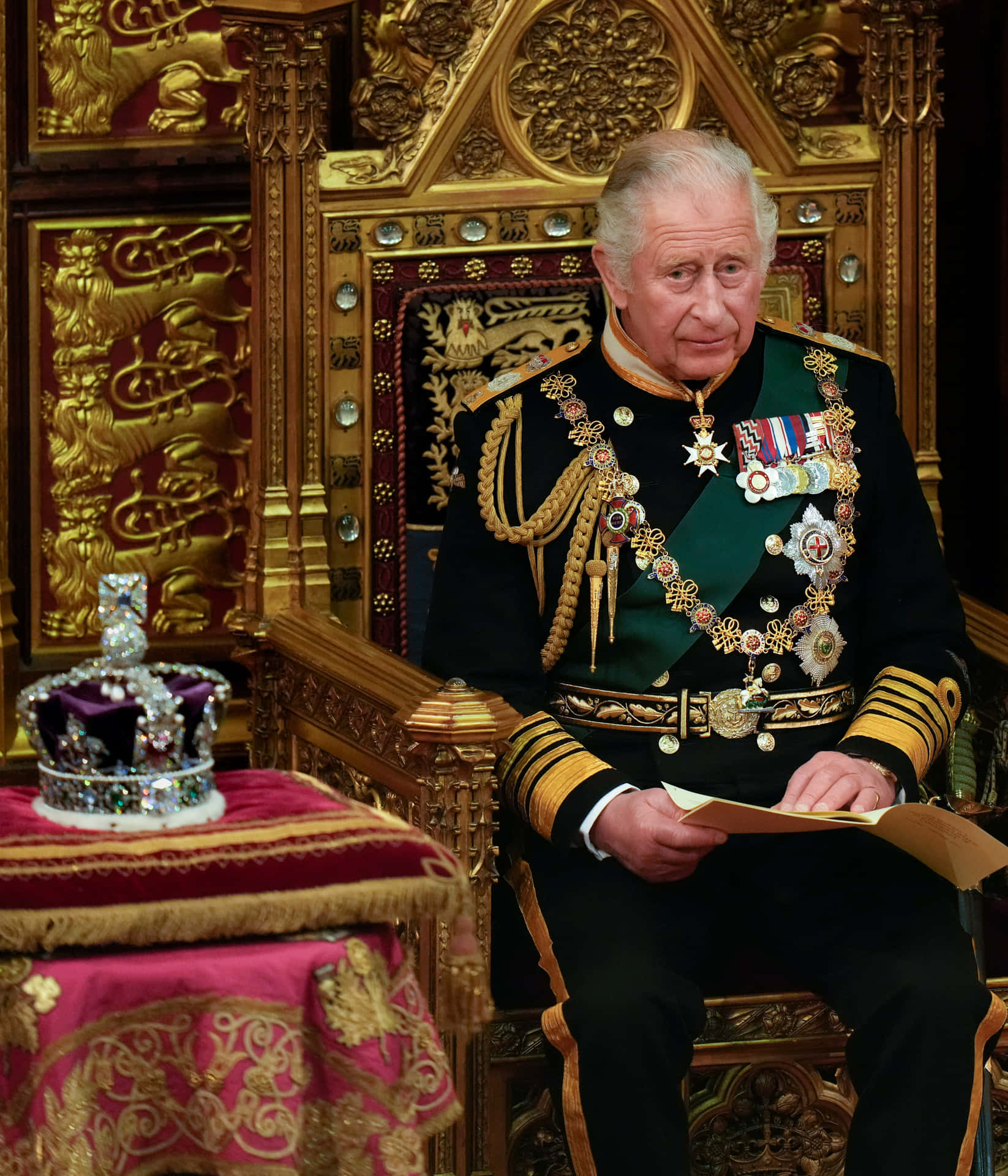 King Charles Iii Sitting On Throne Background