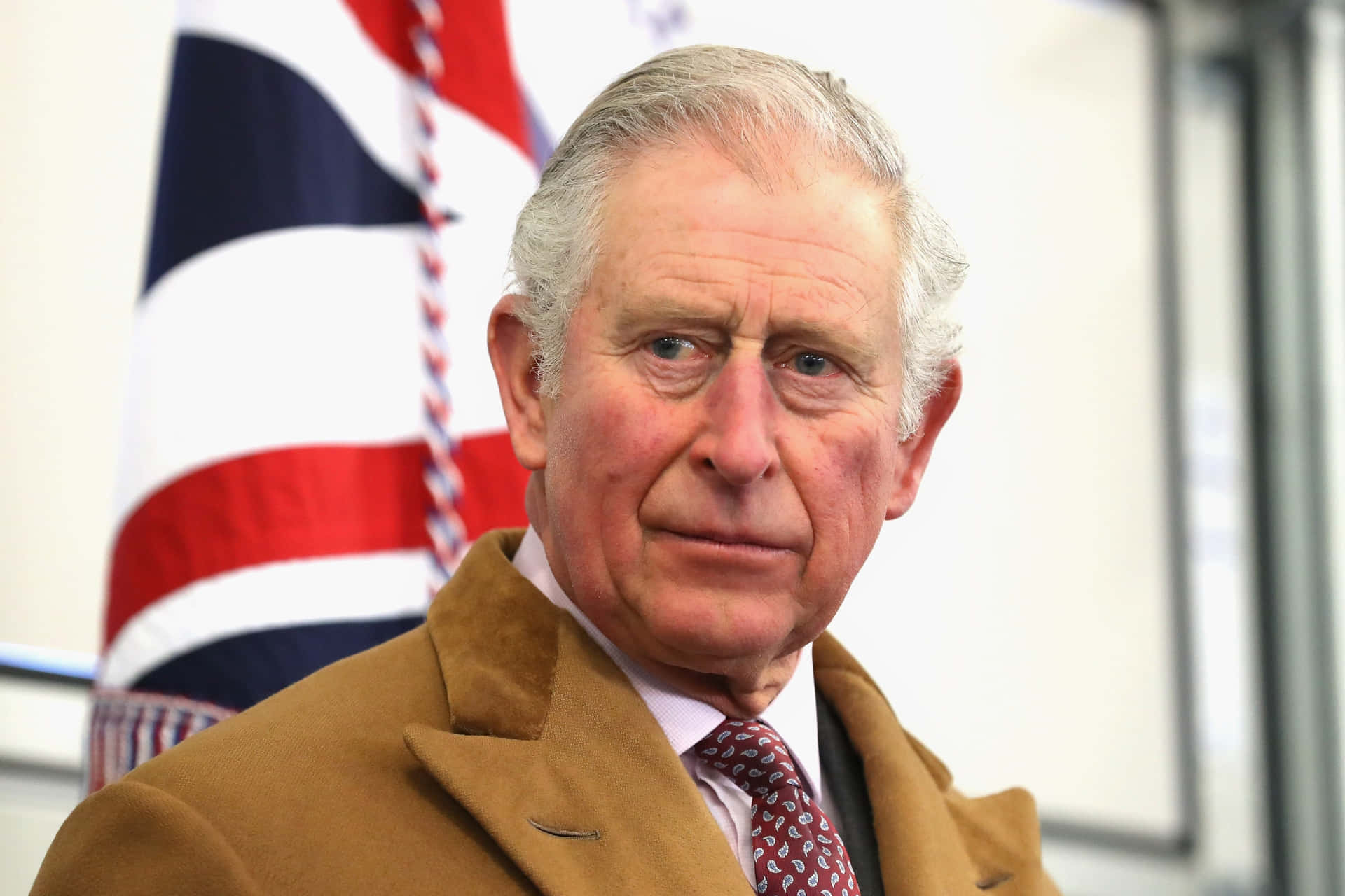 King Charles Iii With Uk Flag Background