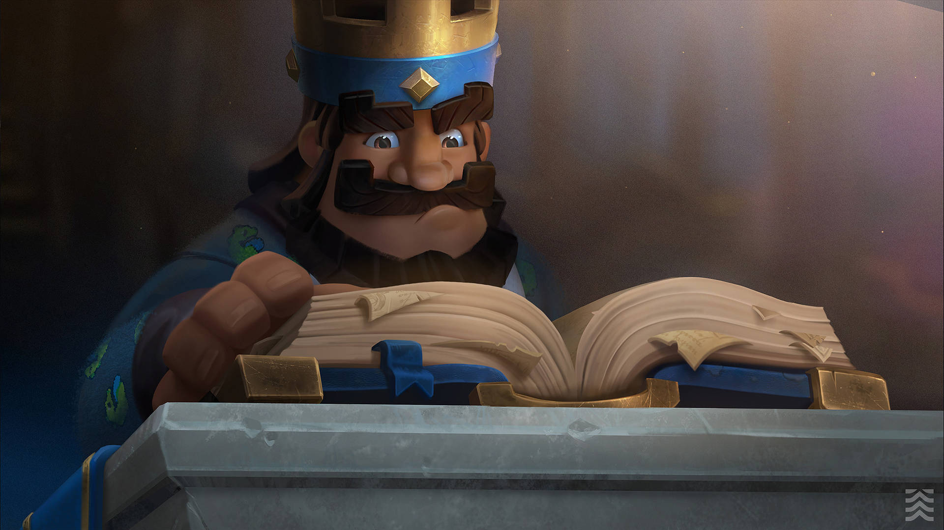 King From The Clash Royale Phone Game Reading A Book Background