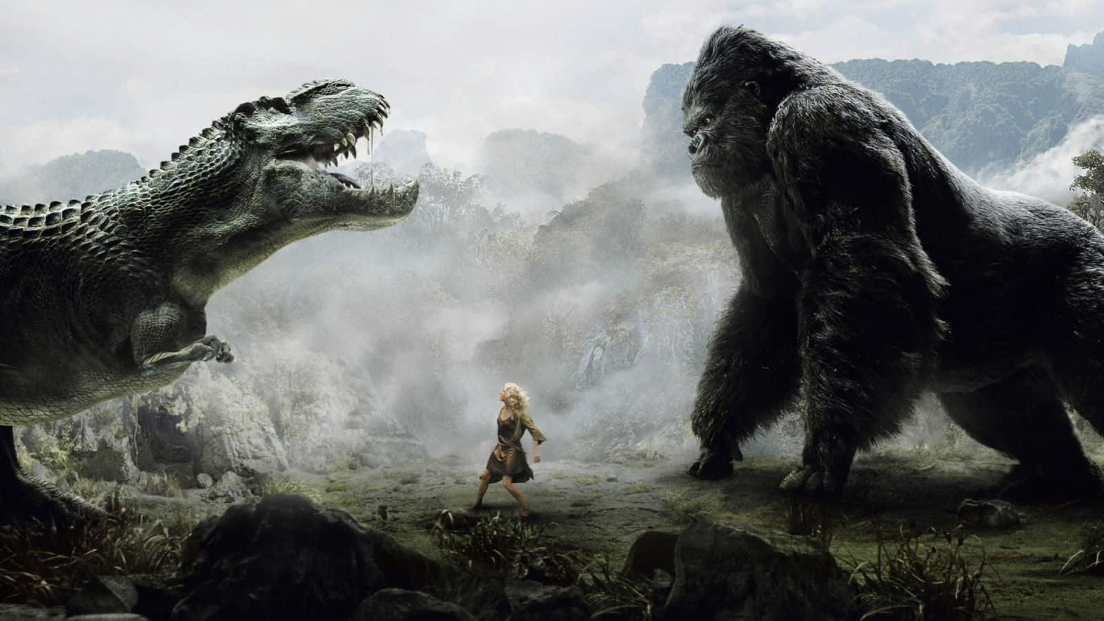 King Kong Towers Over The City In 4k Background