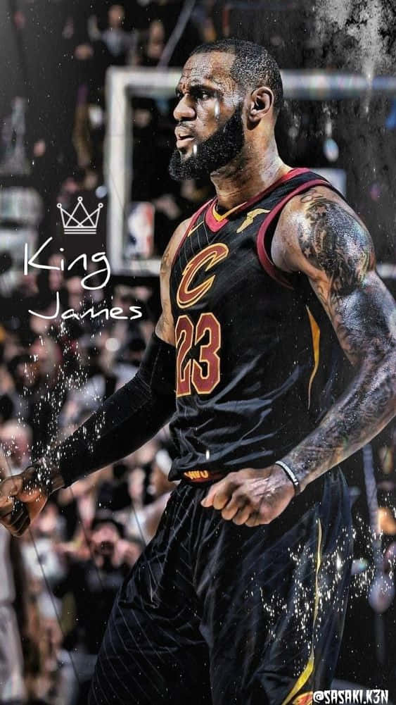 King Lebron James In Black Jersey Background