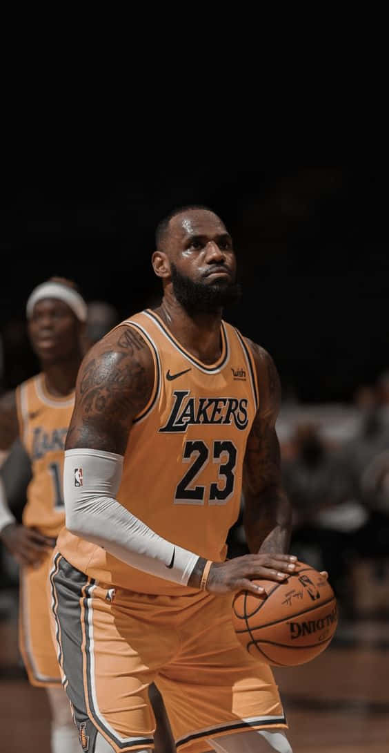 King Lebron James In Lakers Jersey Background