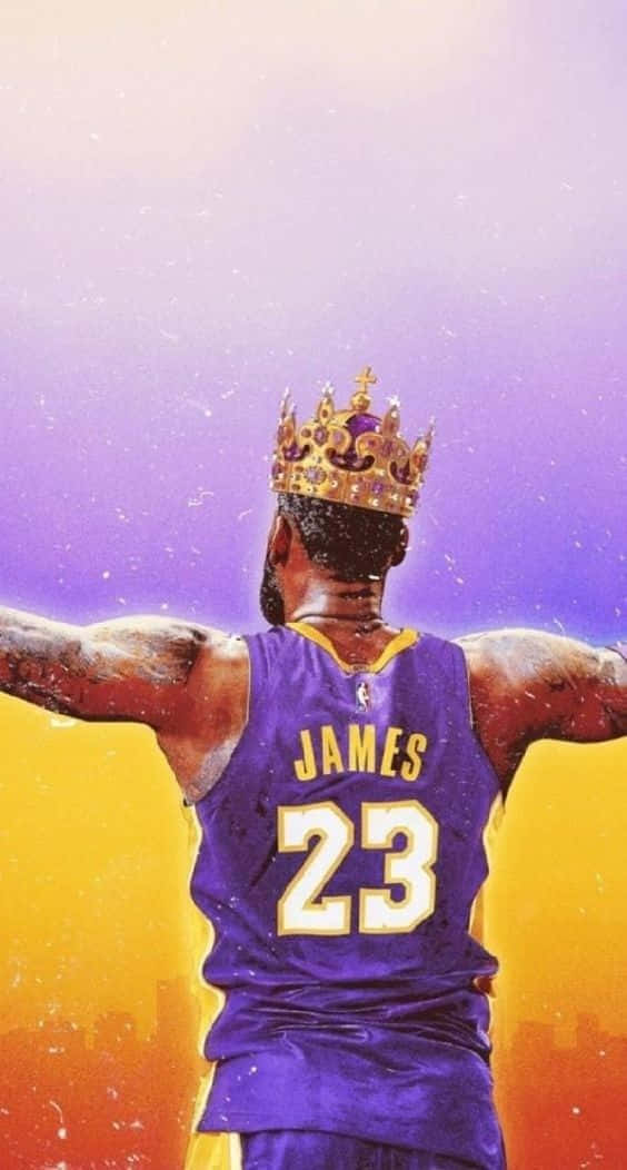 King Lebron James With A Crown Background