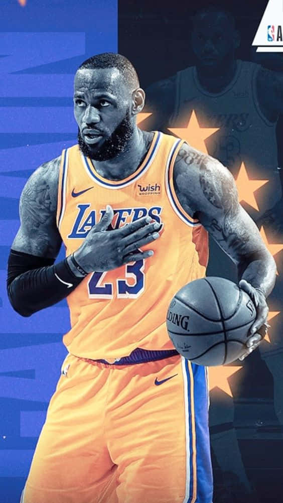 King Lebron James With Lots Of Stars Background