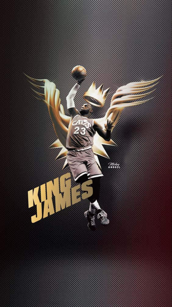 King Lebron James With Wings And Crown Background