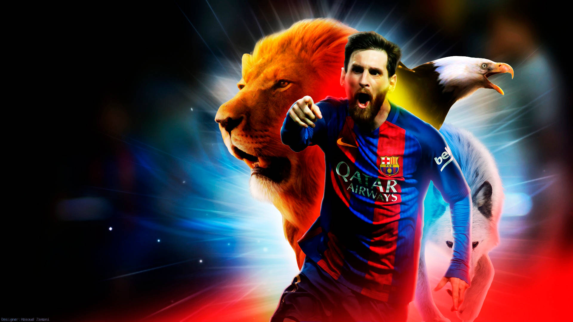 King Messi Football Animals Background