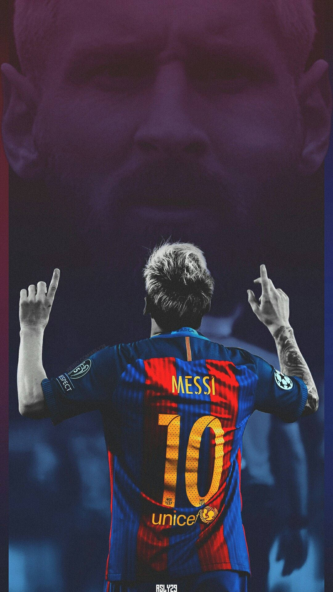 King Messi Pointing Up Background
