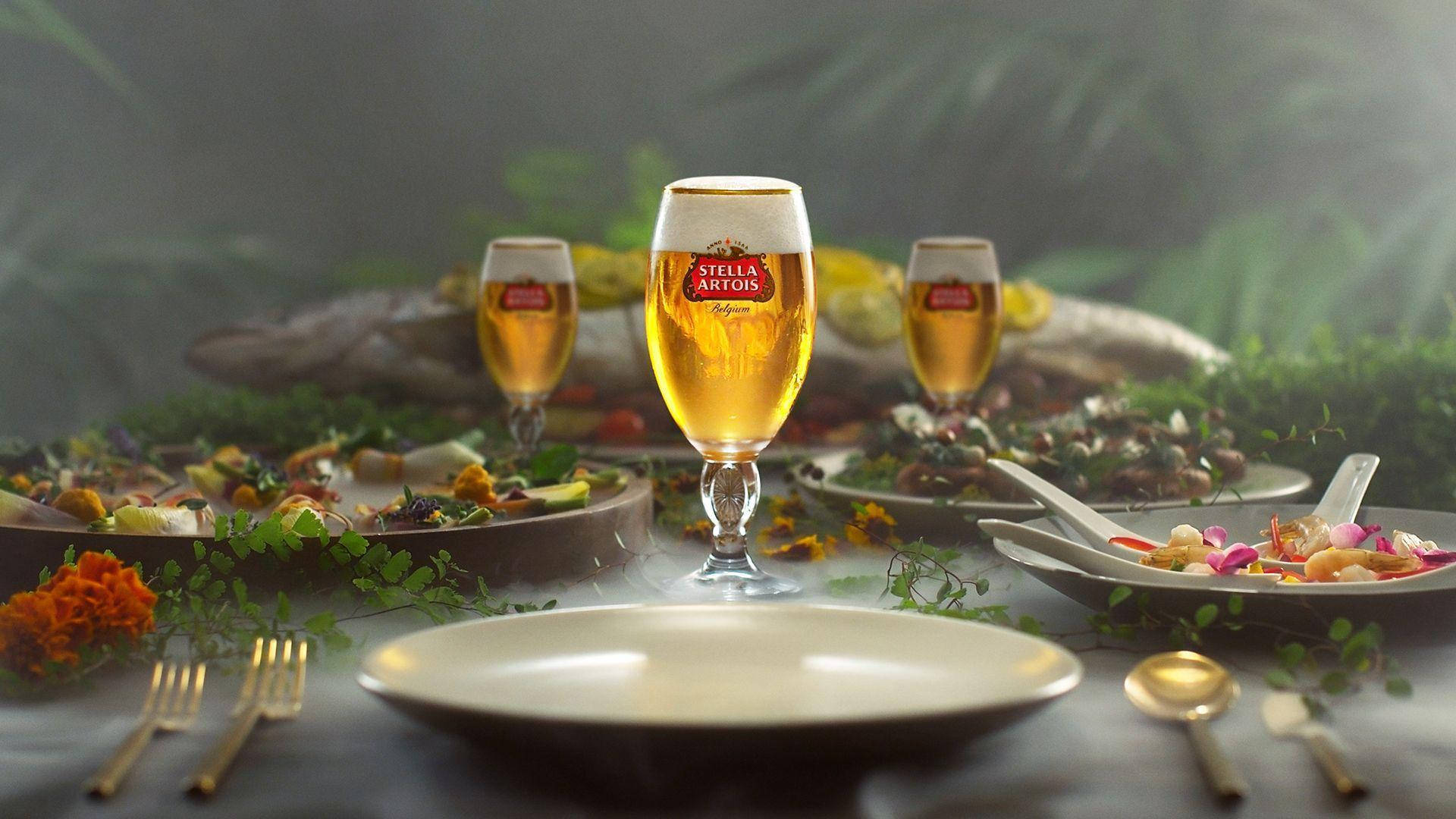 King On The Table Stella Artois Beer Background