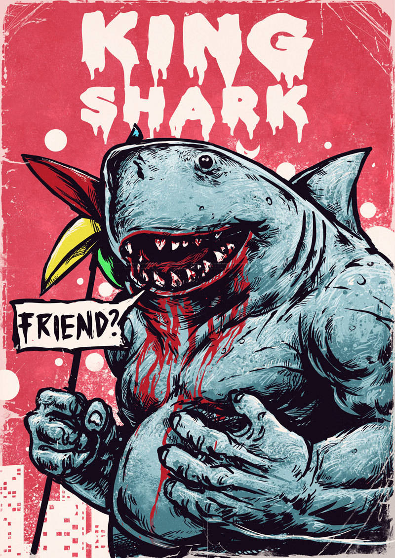 King Shark Friend Poster Background