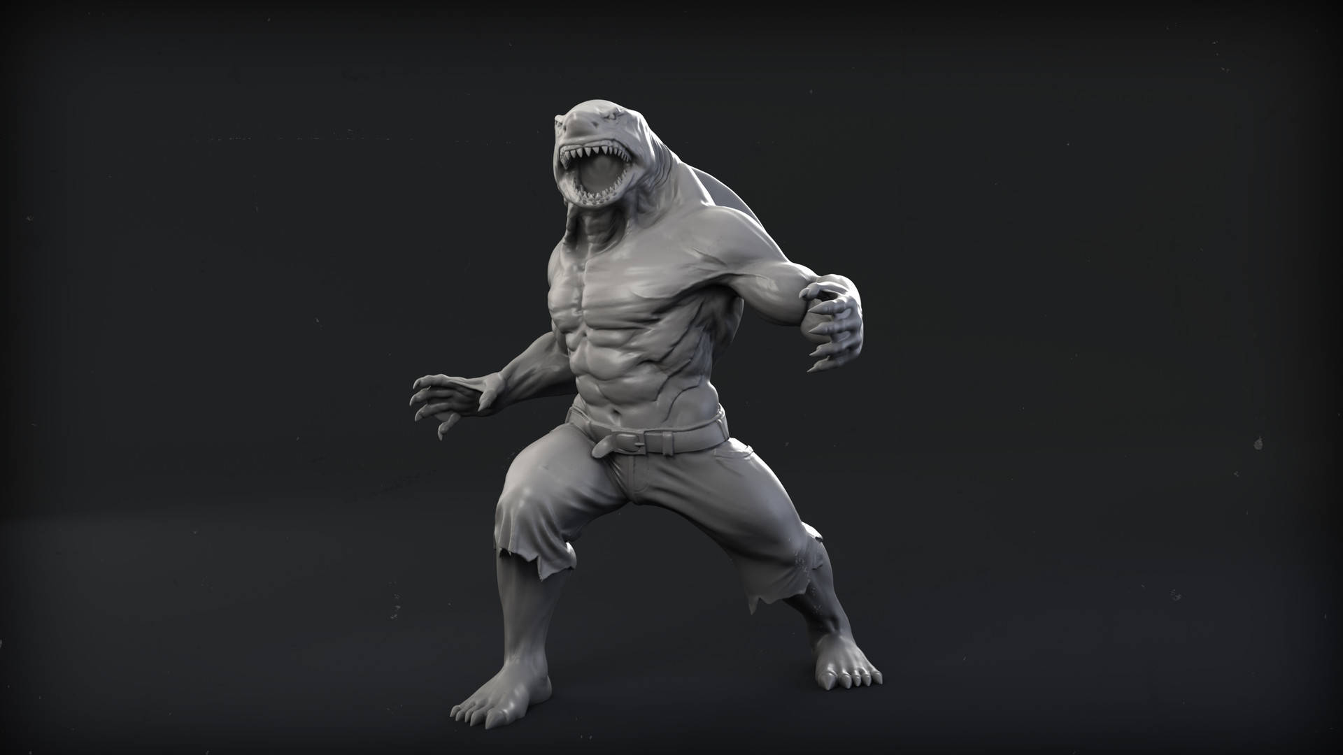 King Shark Grey 3d Model Background