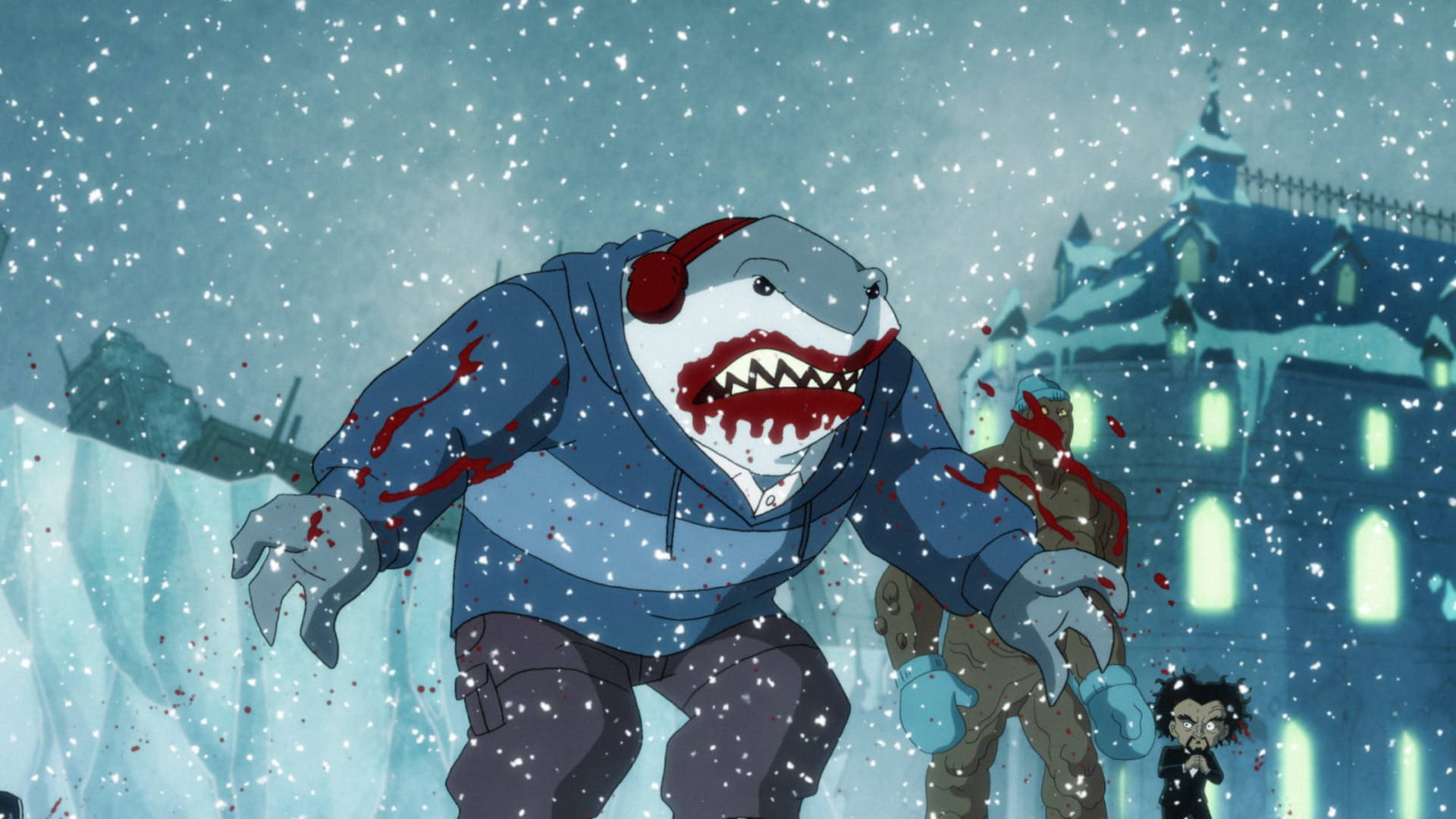 King Shark In The Snow Background