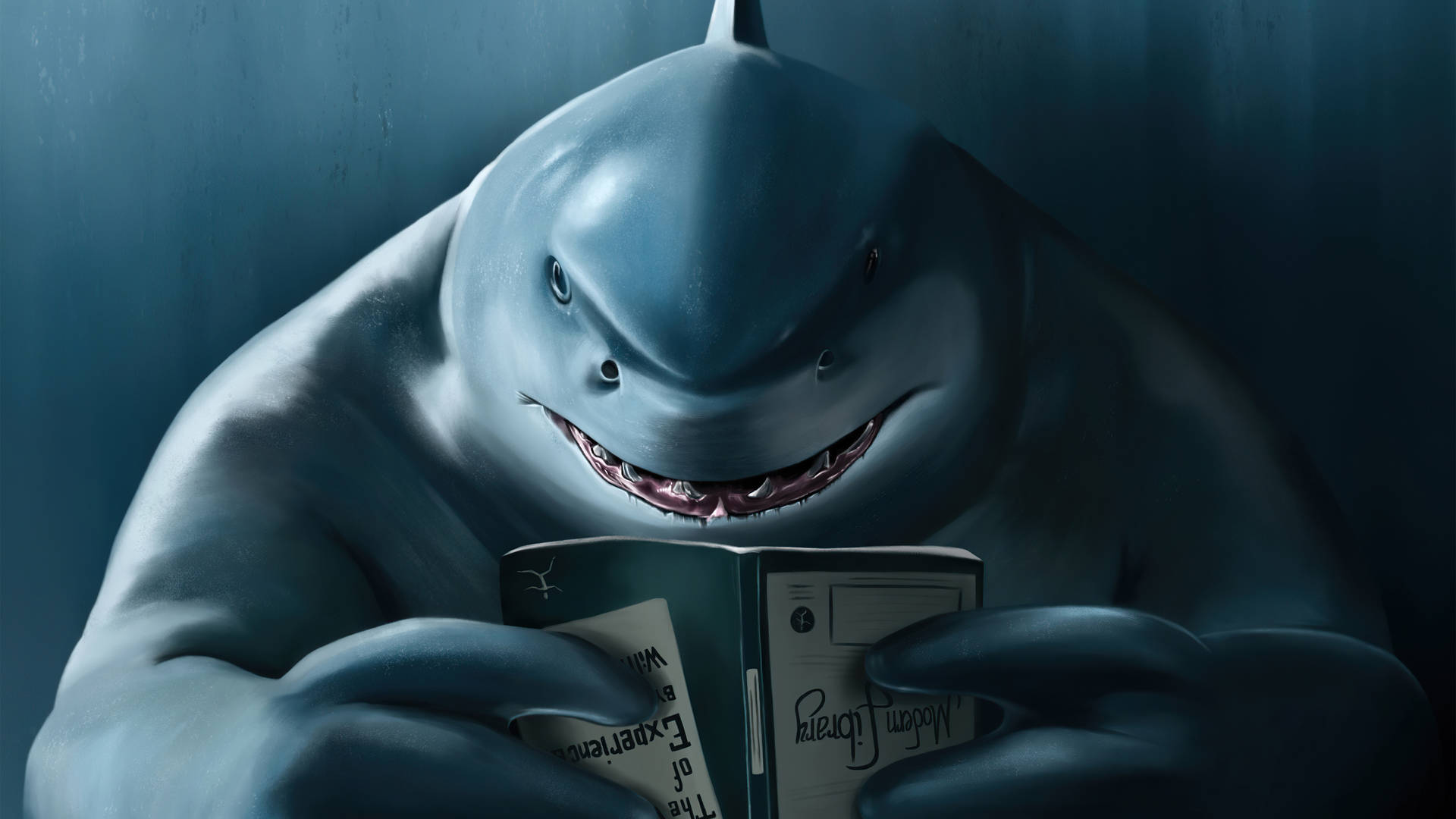 King Shark Reading A Book Background