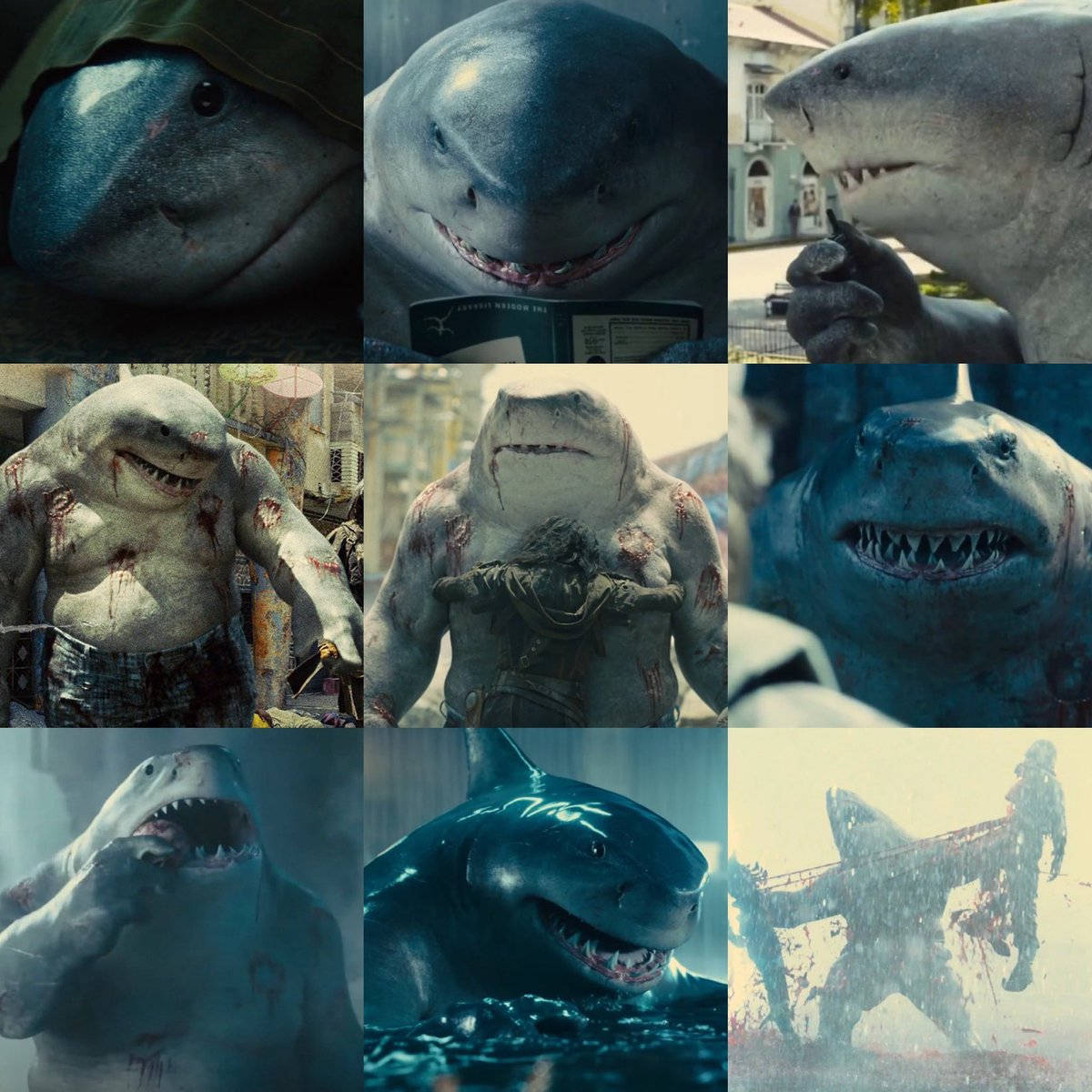 King Shark Scene Collage Background