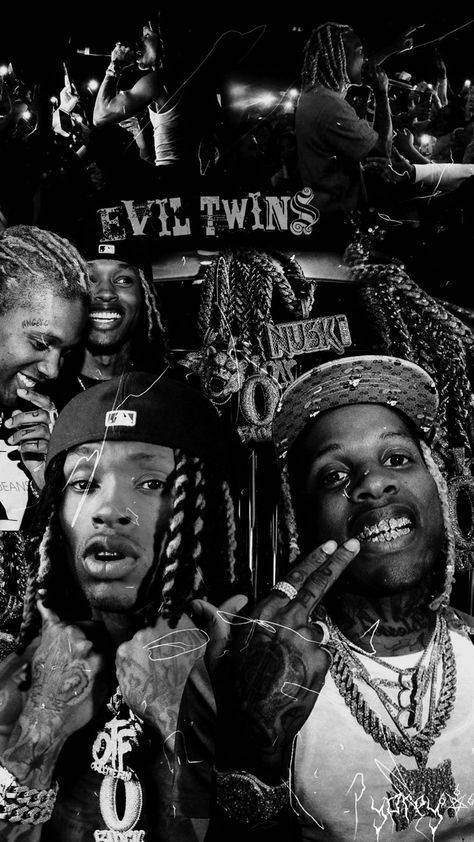 King Von And Lil Durk Greyscale Collage Background