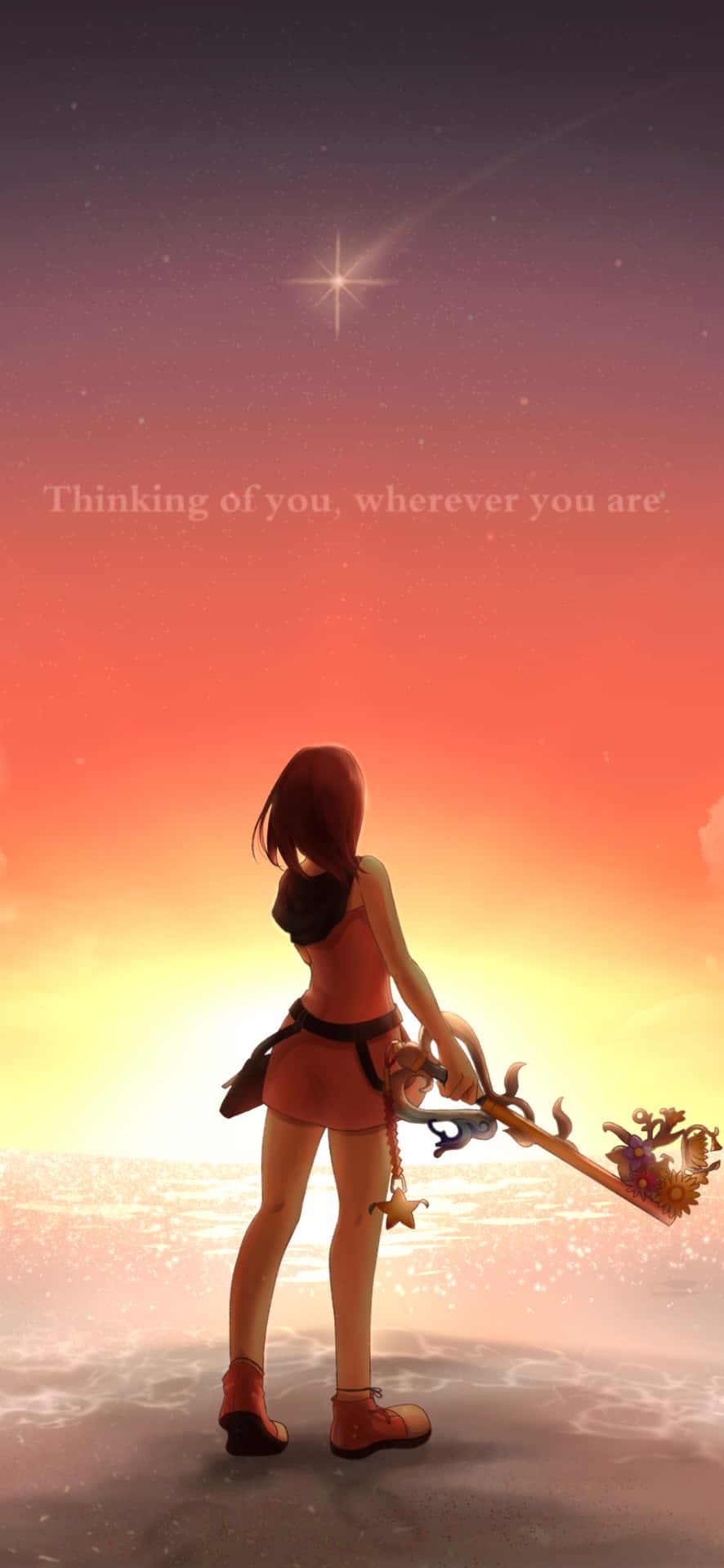 Kingdom Hearts Girl Watching Sunset Phone Background