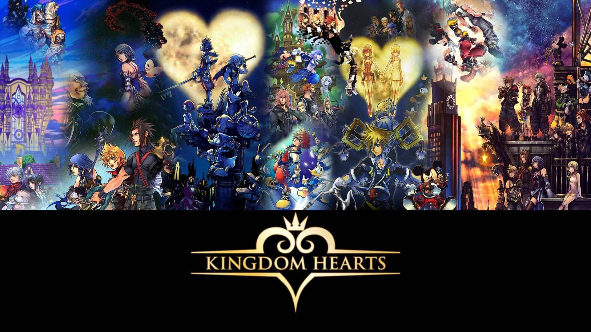 Kingdom Hearts Logo On Dark Background Background