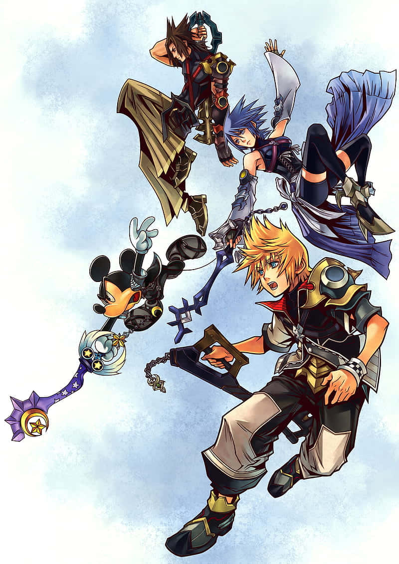 Kingdom Hearts Mickey Holding Weapons Phone Background