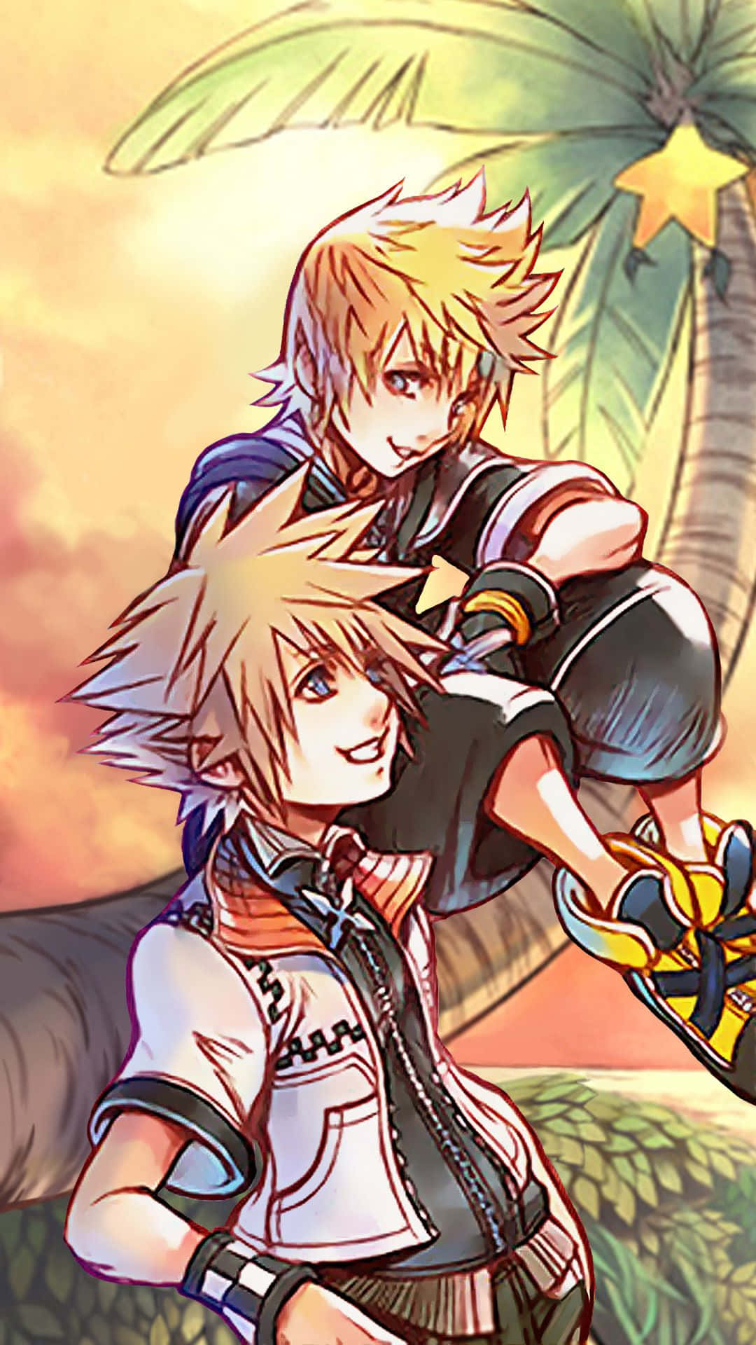 Kingdom Hearts Near Palm Tree Phone Background