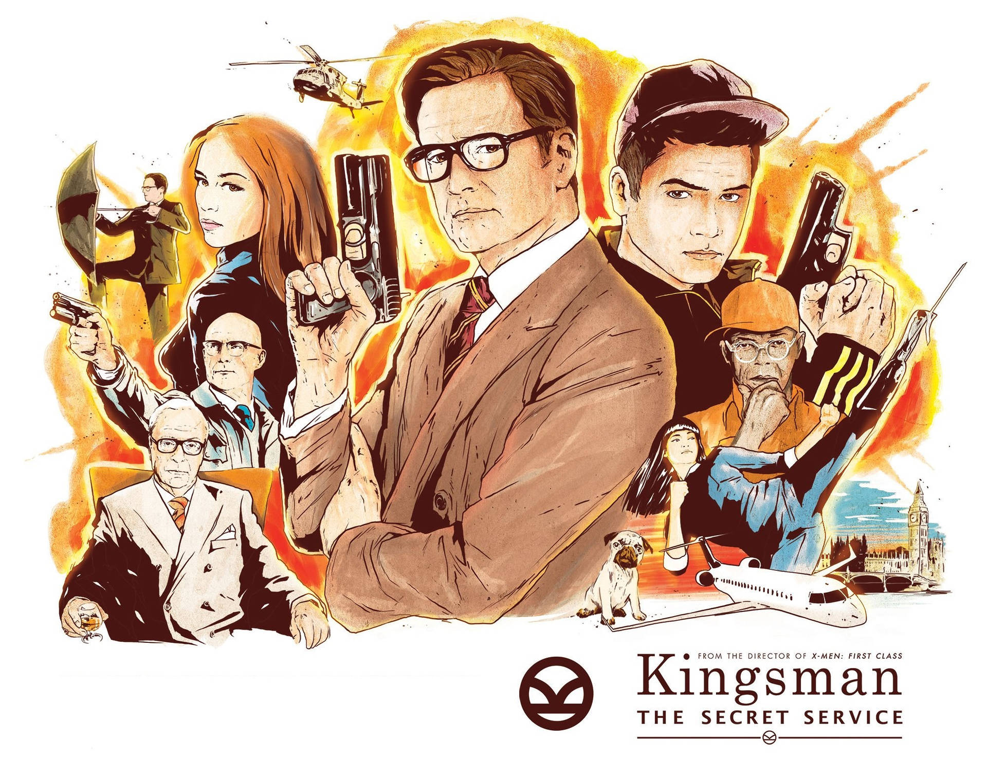 Kingsman The Secret Service Drawing Fanart Background