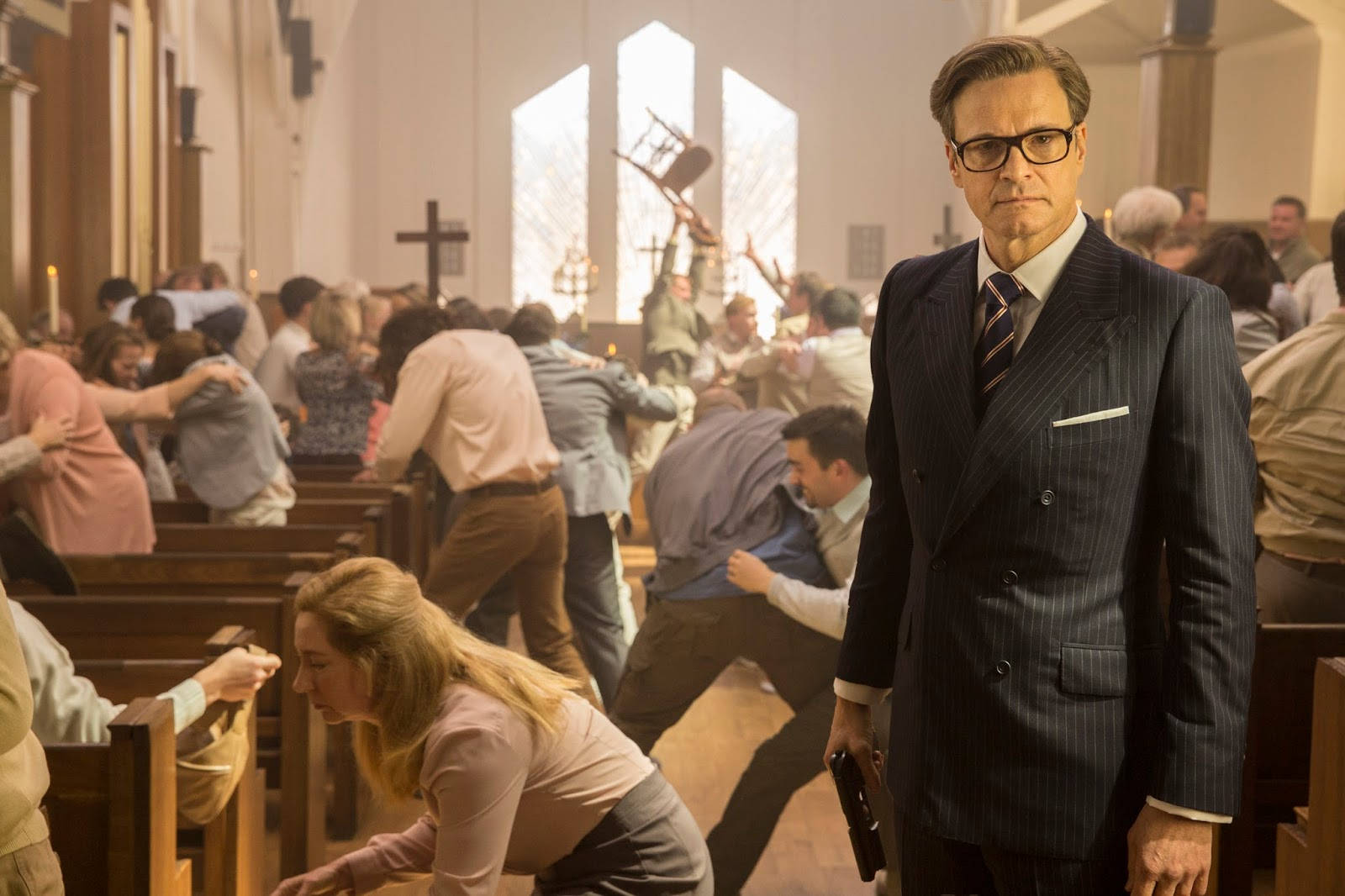 Kingsman The Secret Service Harry In Church Background