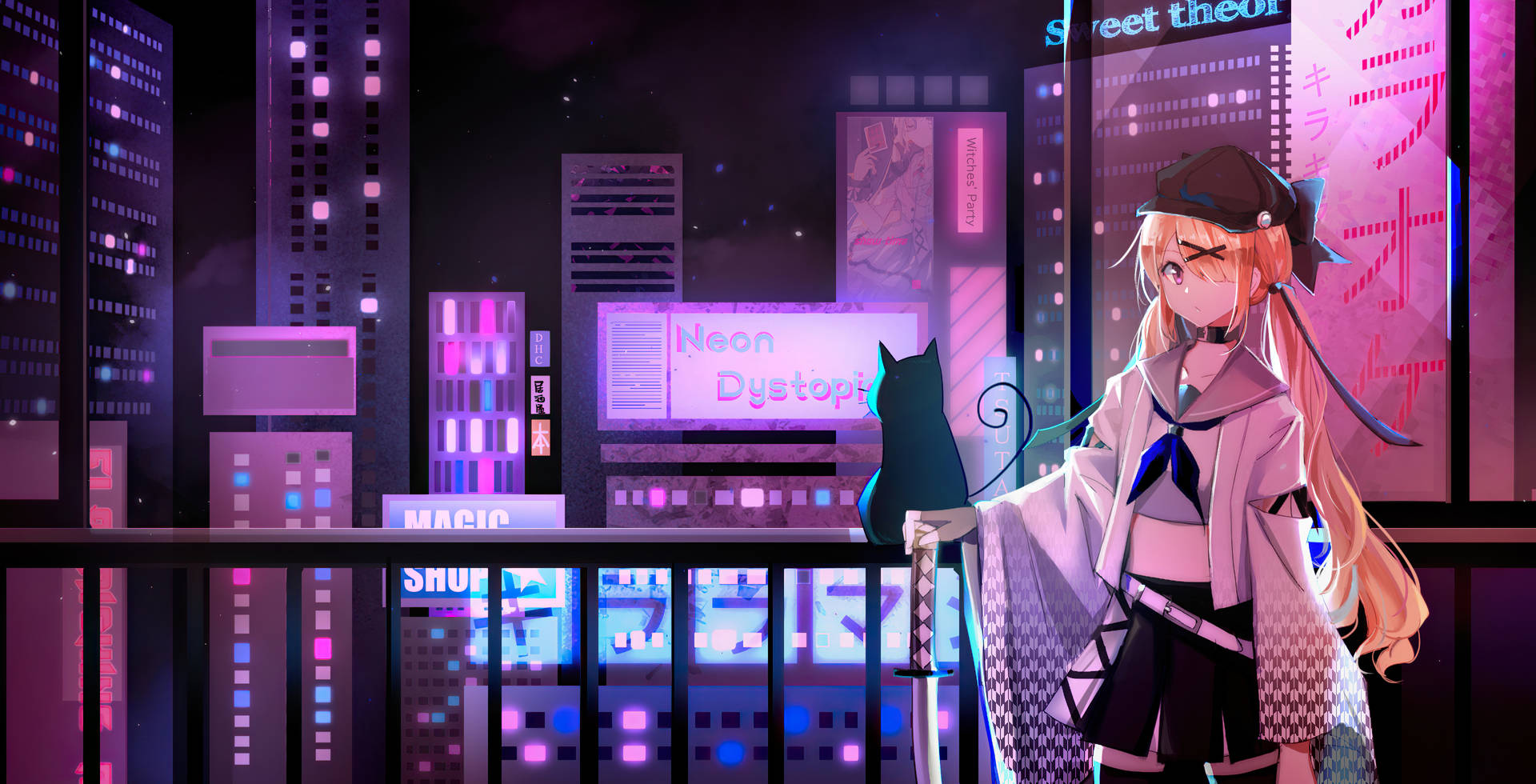Kirara Magic And Neon Lights Background