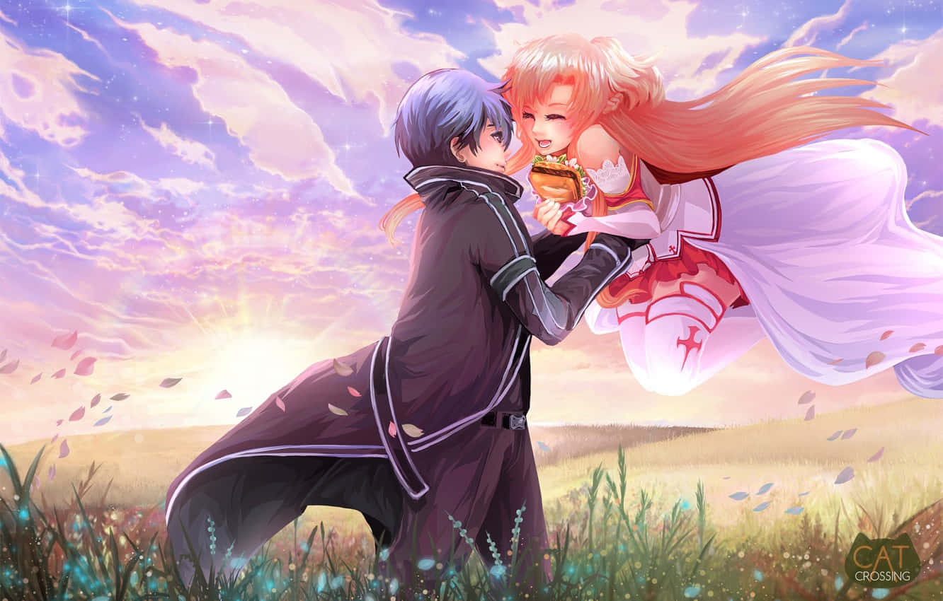 Kirito And Asuna Romance Anime Background