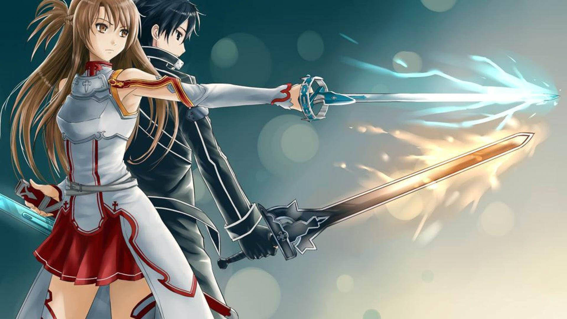Kirito Fights Together With Asuna Background