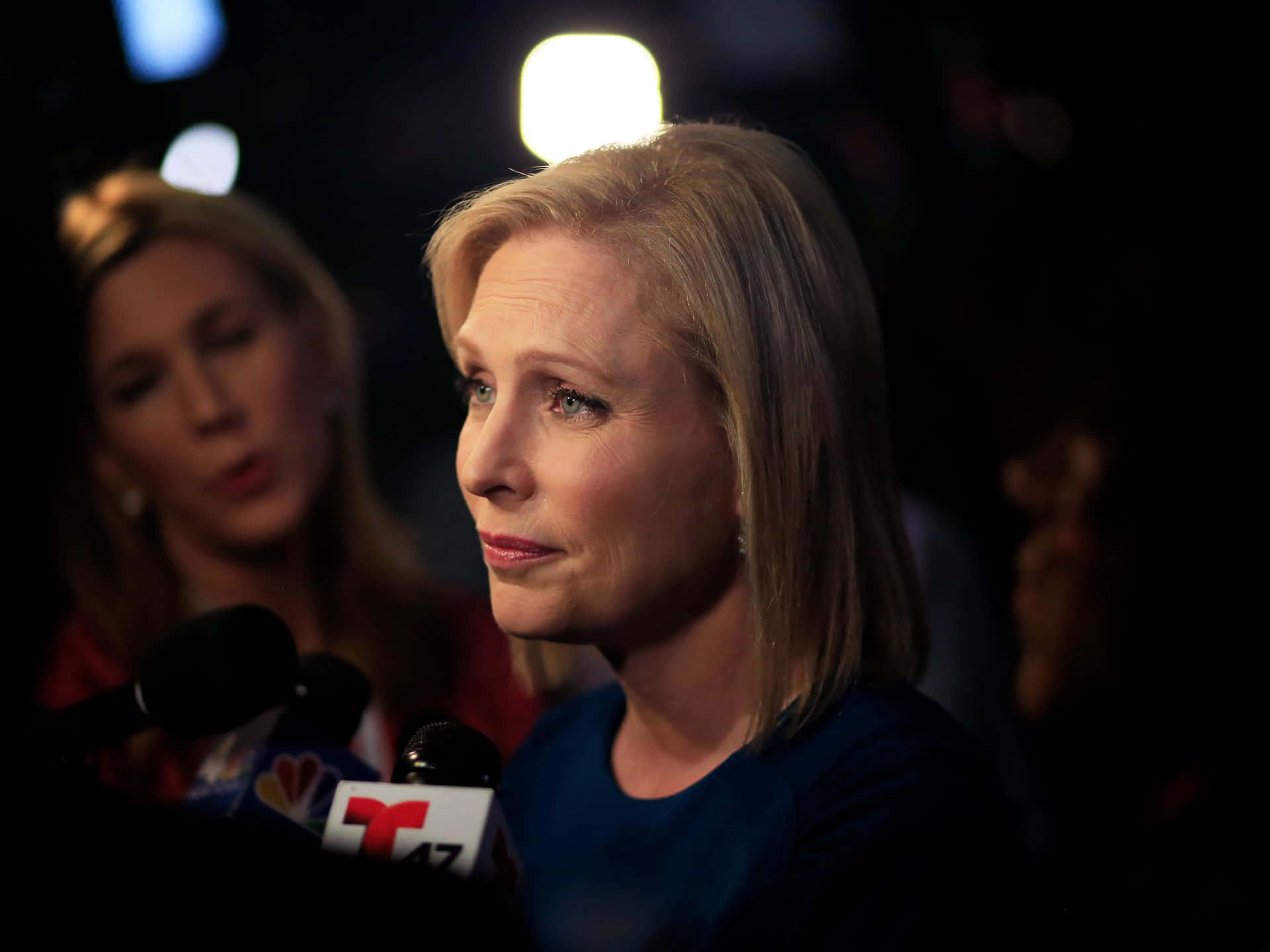Kirsten Gillibrand During A Serious Interview Background