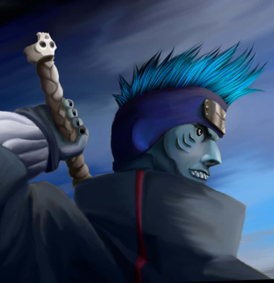 Kisame Ninja Warrior Strategically Working His Way Through A Mysterious Cave Background