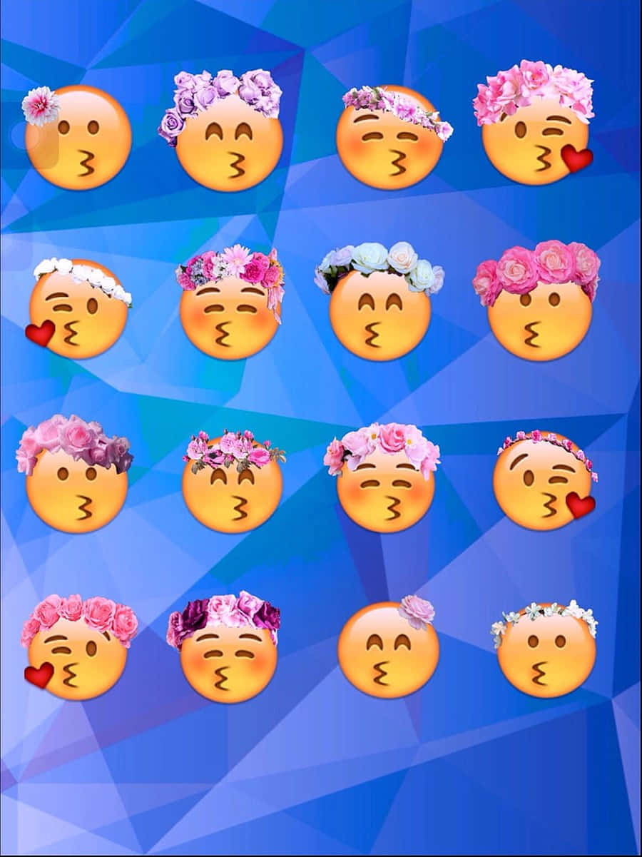 Kissing Emoji Girls With Flower Crowns